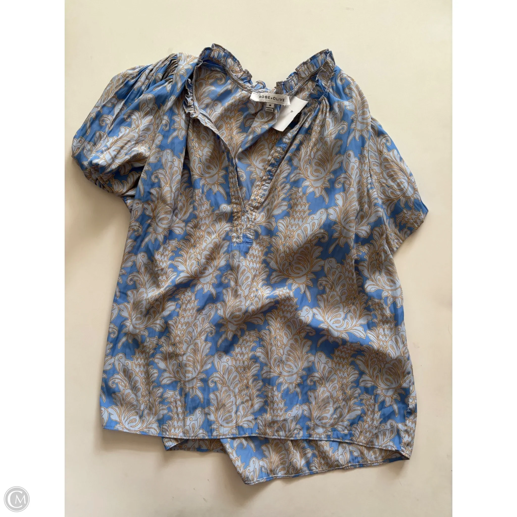 Blouse Long Sleeve By Rose And Olive In Blue, Size: M - Image 1