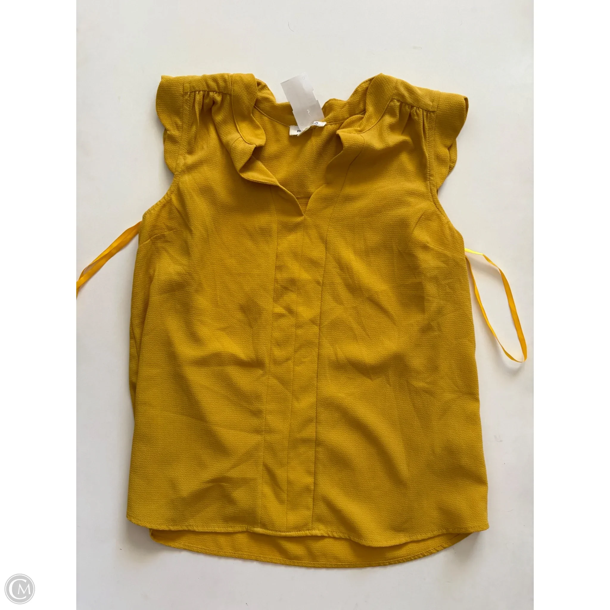 Blouse Short Sleeve By Monteau In Yellow, Size: M - Image 1