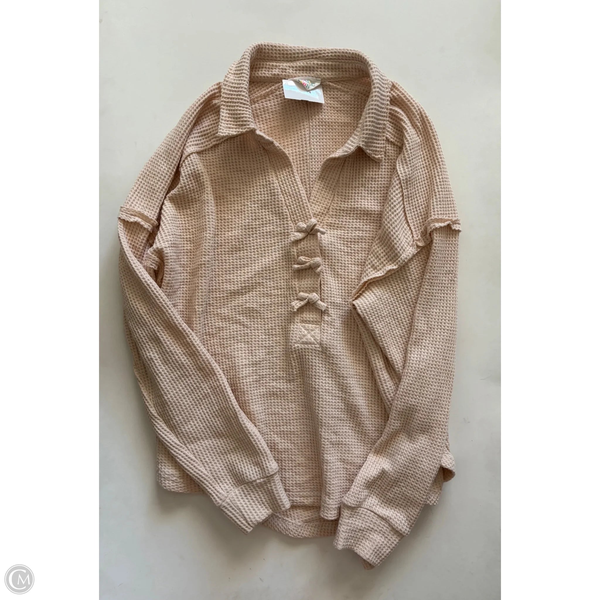 Top Long Sleeve By Fantasic In Cream, Size: L - Image 1