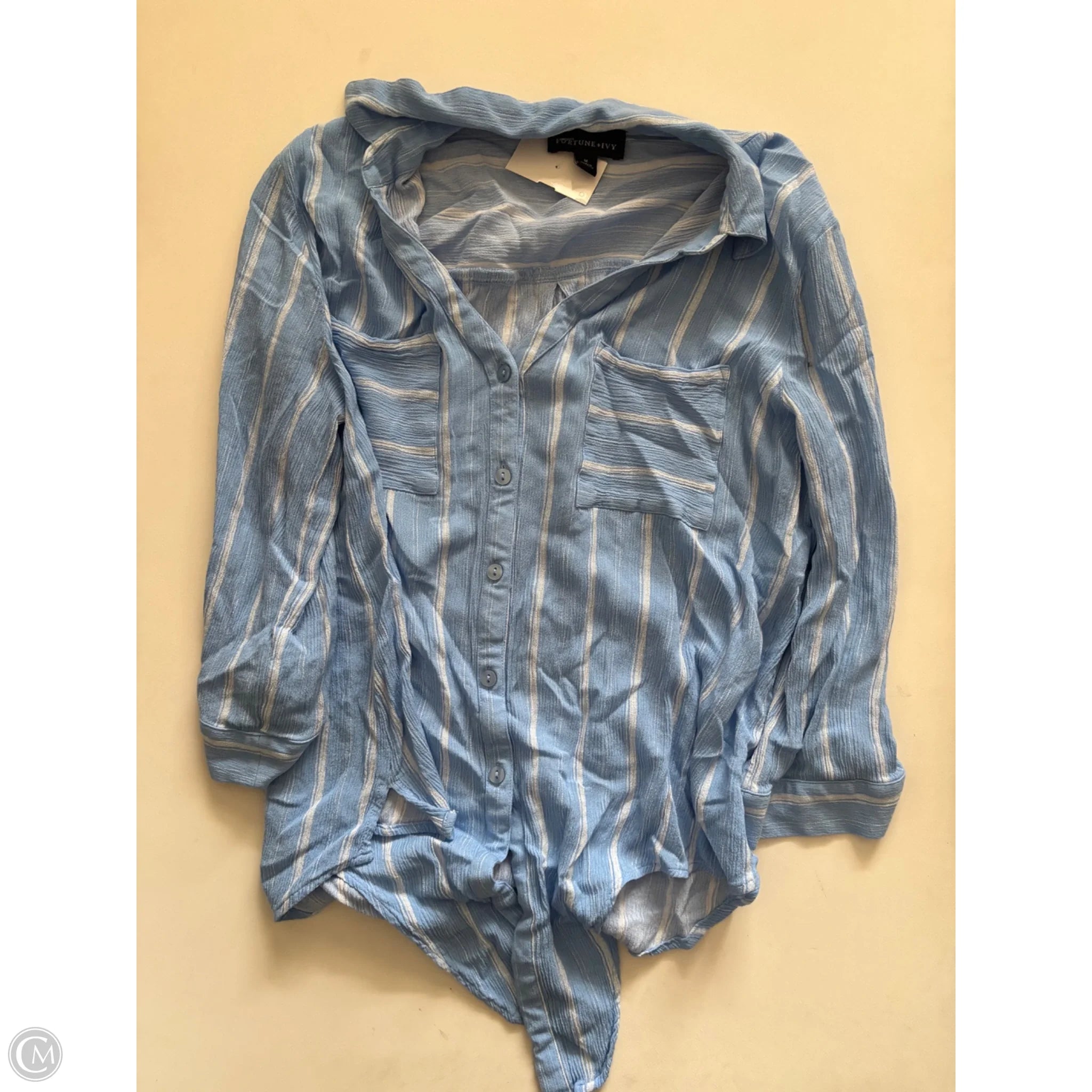 Top Long Sleeve By Fortune & Ivy In Striped Pattern, Size: M - Image 1
