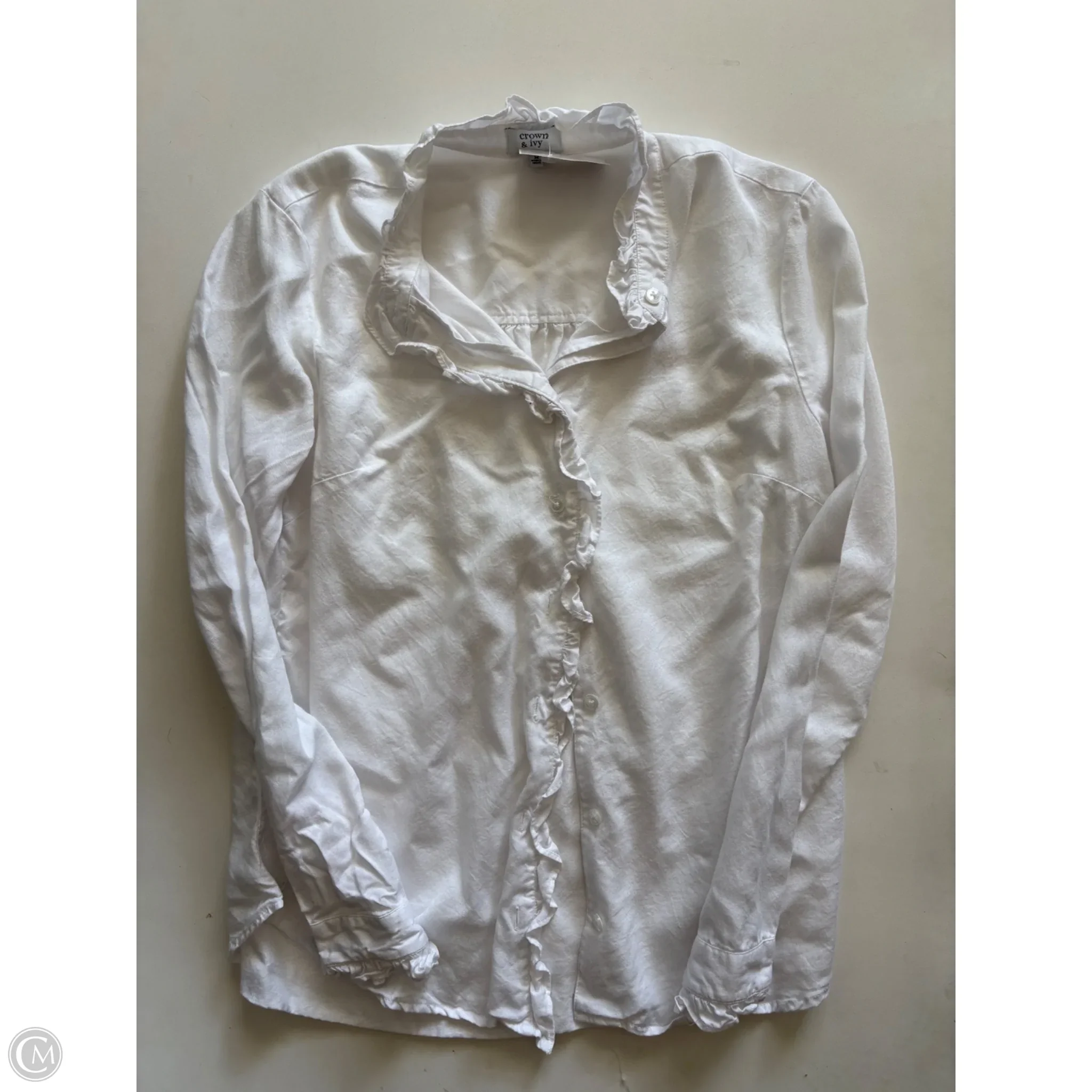 Top Long Sleeve By Crown And Ivy In White, Size: M - Image 1