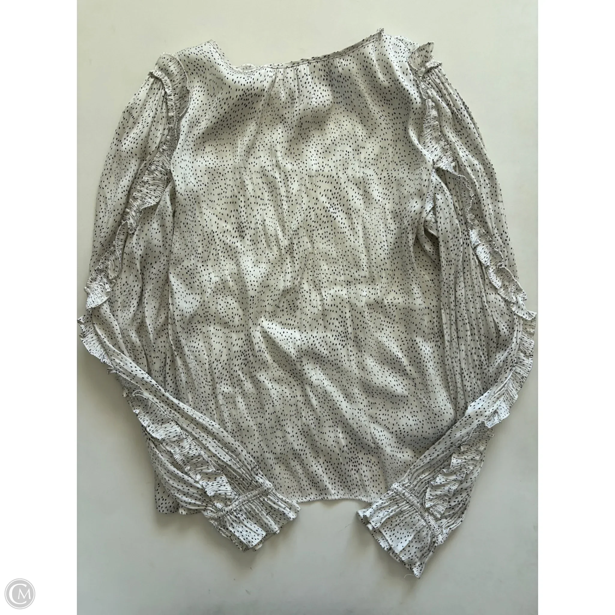 Blouse Long Sleeve By Loft In Polkadot Pattern, Size: S - Image 1