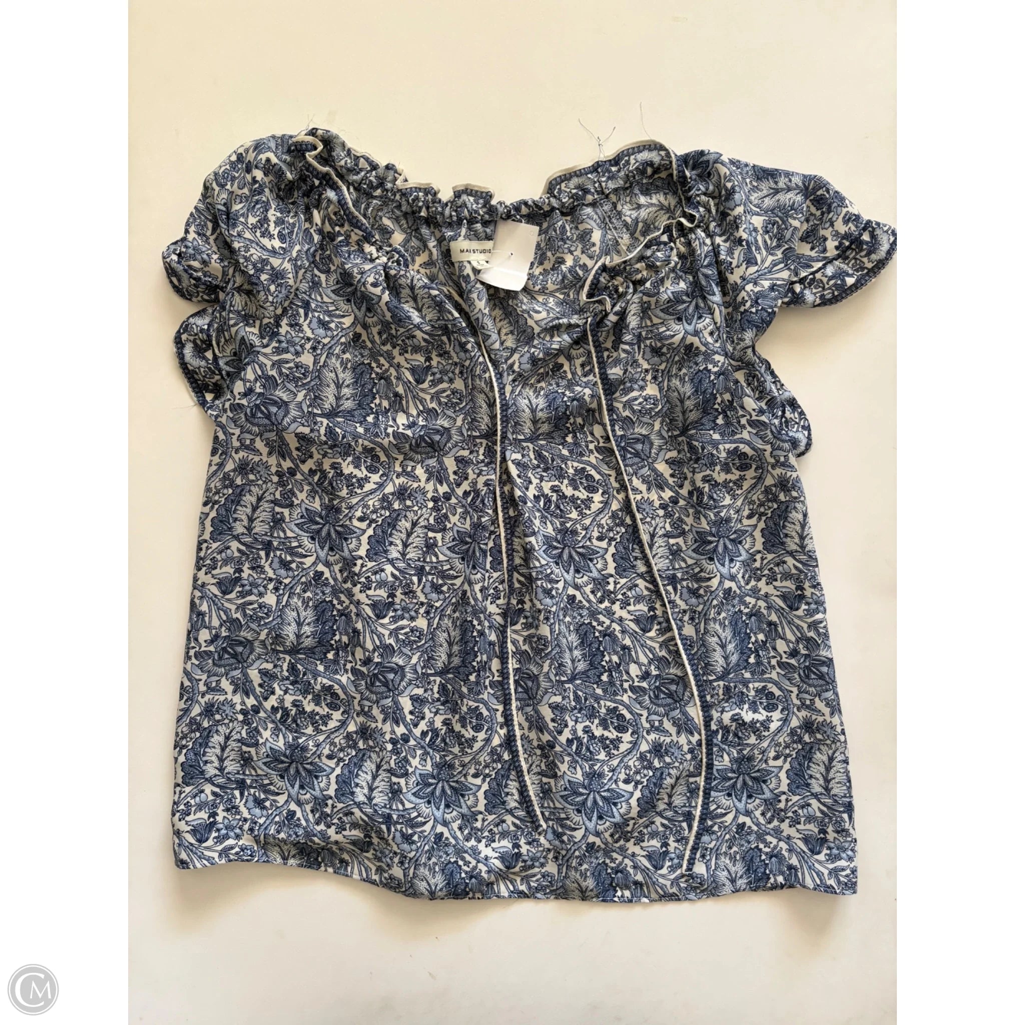 Blouse Short Sleeve By Max Studio In Blue, Size: S - Image 1