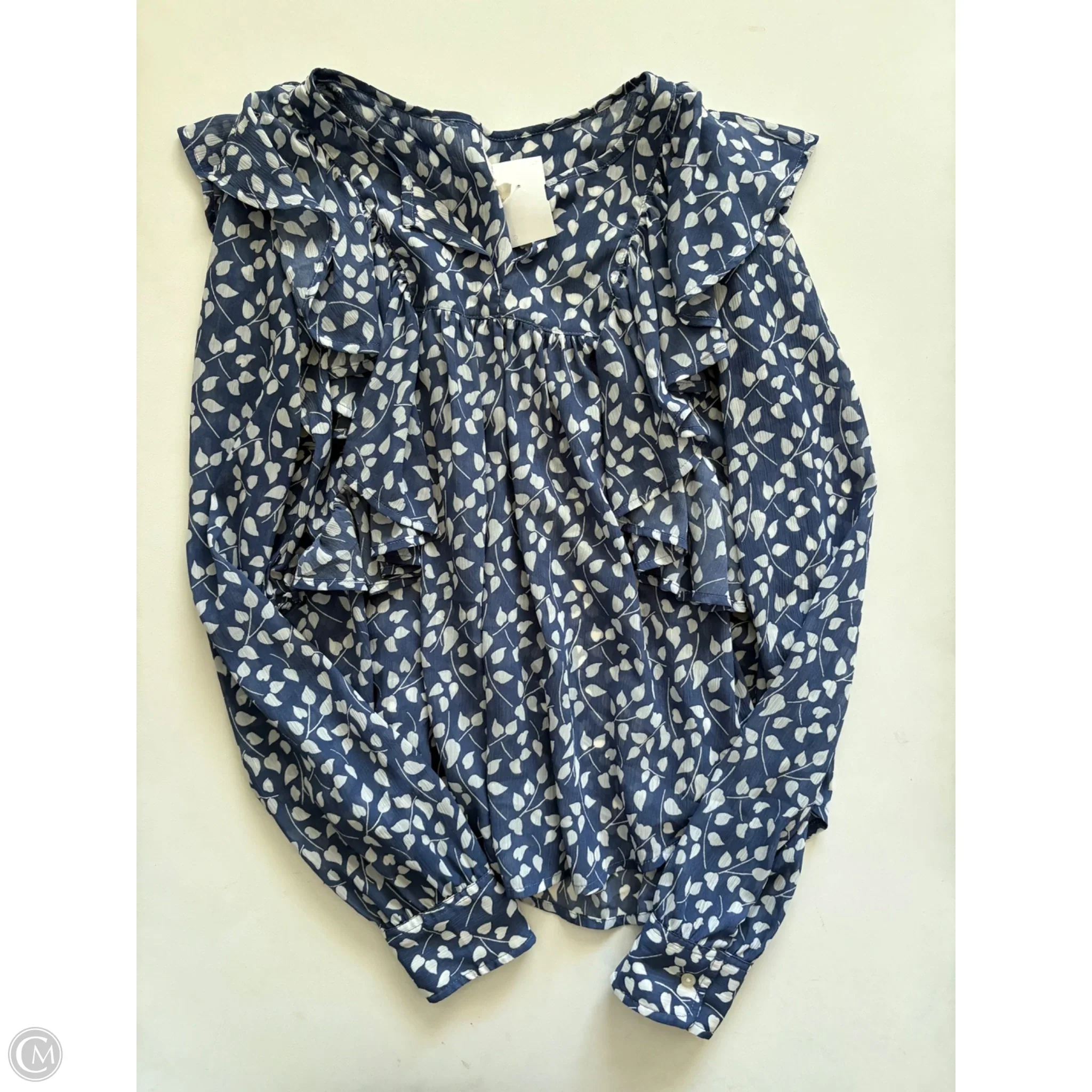 Blouse Short Sleeve By Gap In Blue, Size: S - Image 1
