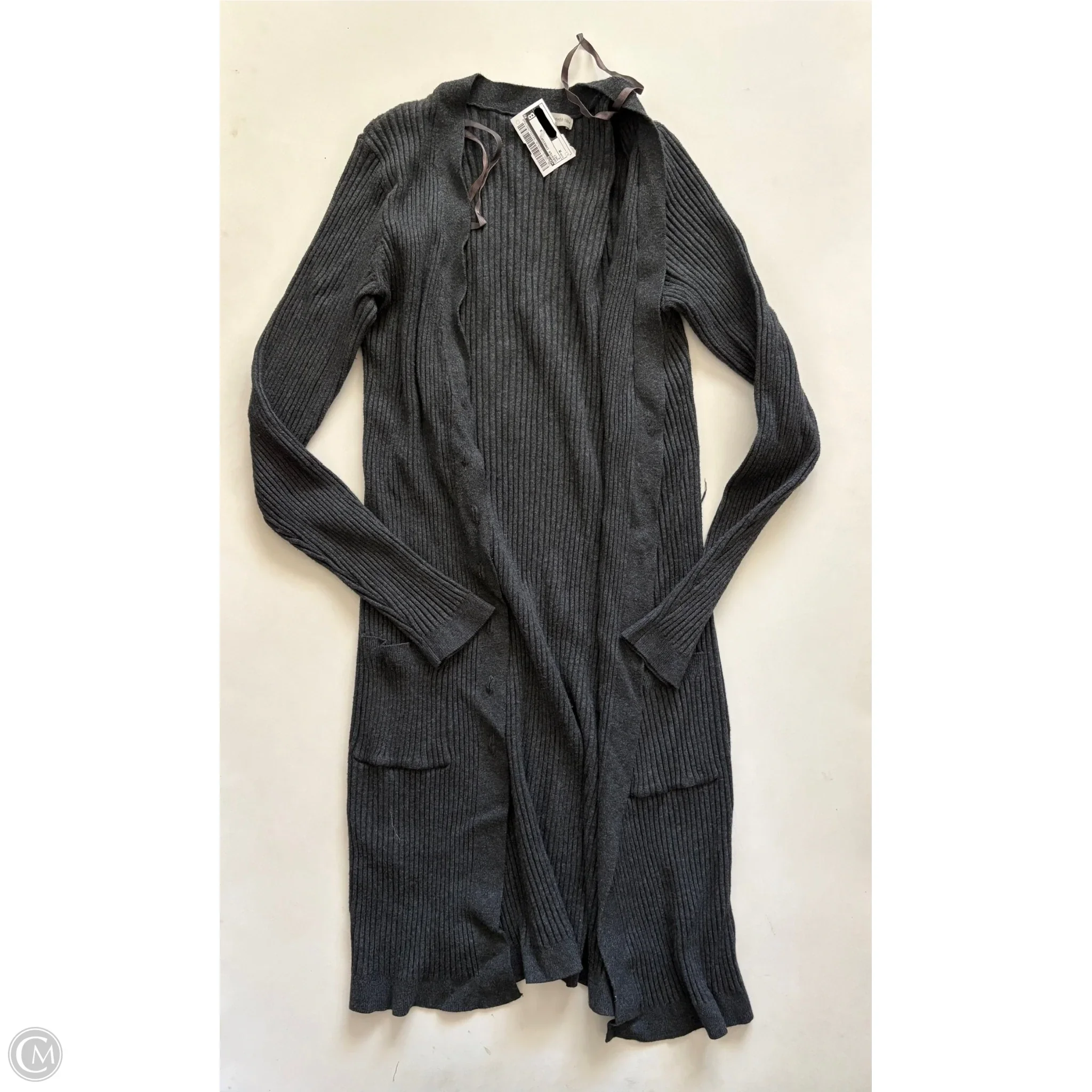 Sweater Cardigan By Cato In Grey, Size: M - Image 1