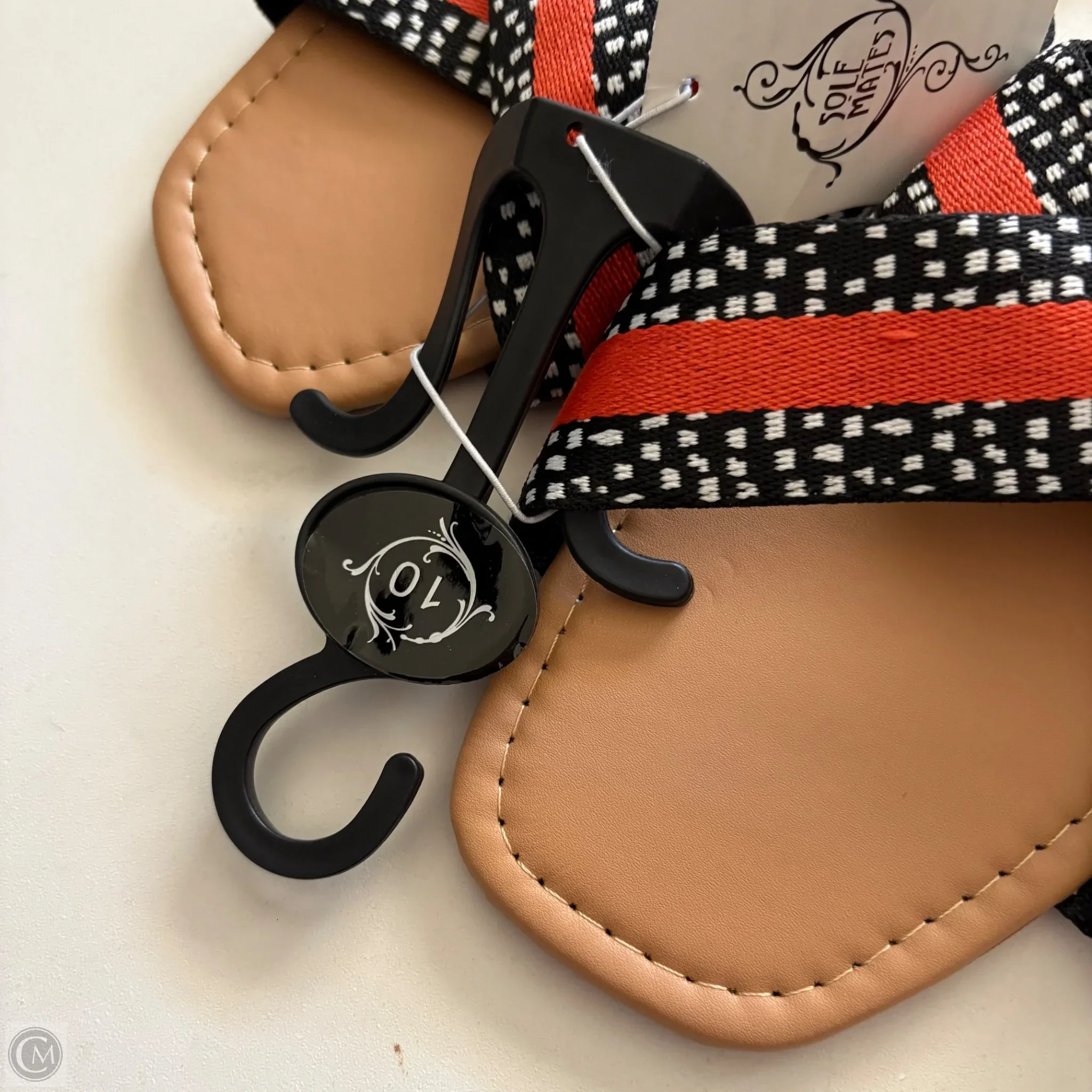 Sandals Flip Flops By Clothes Mentor In Black & Orange, Size: 10 - Image 3