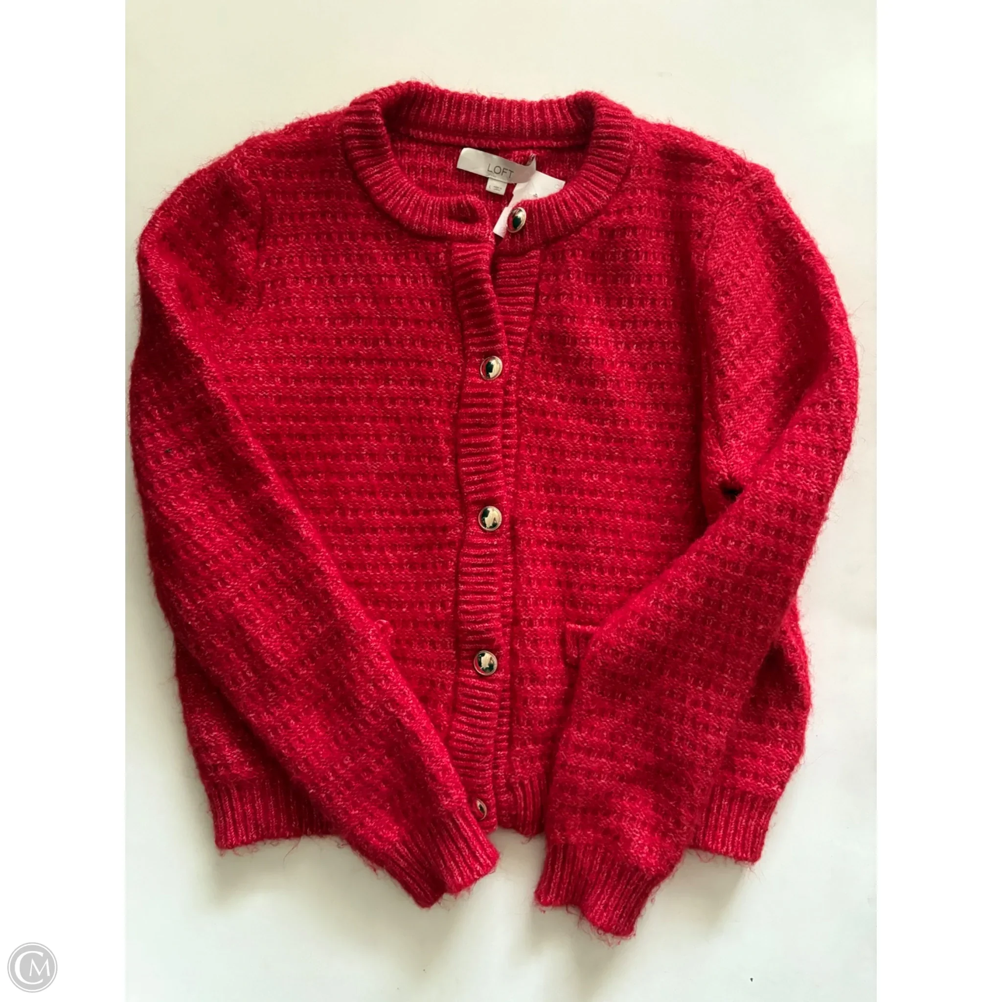 Sweater Cardigan By Loft In Red, Size: L - Image 1