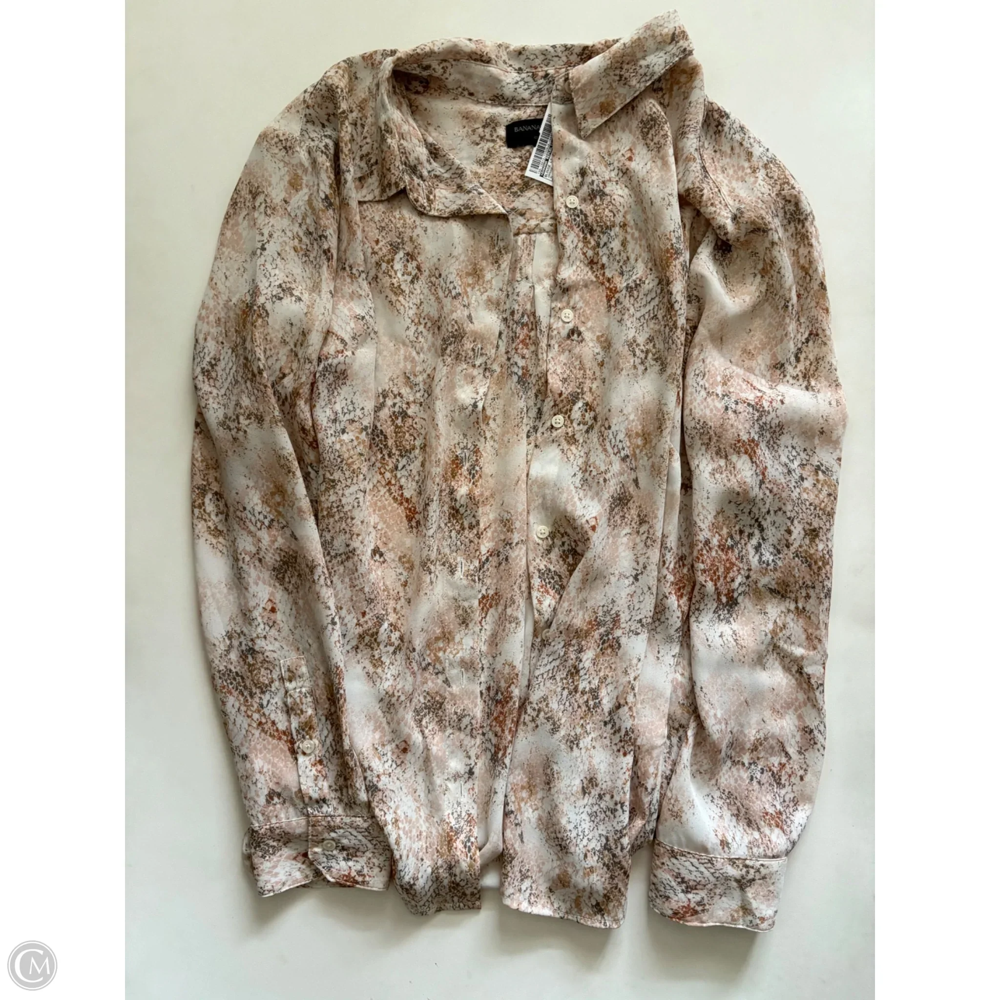 Blouse Long Sleeve By Banana Republic In Orange, Size: Xl - Image 1
