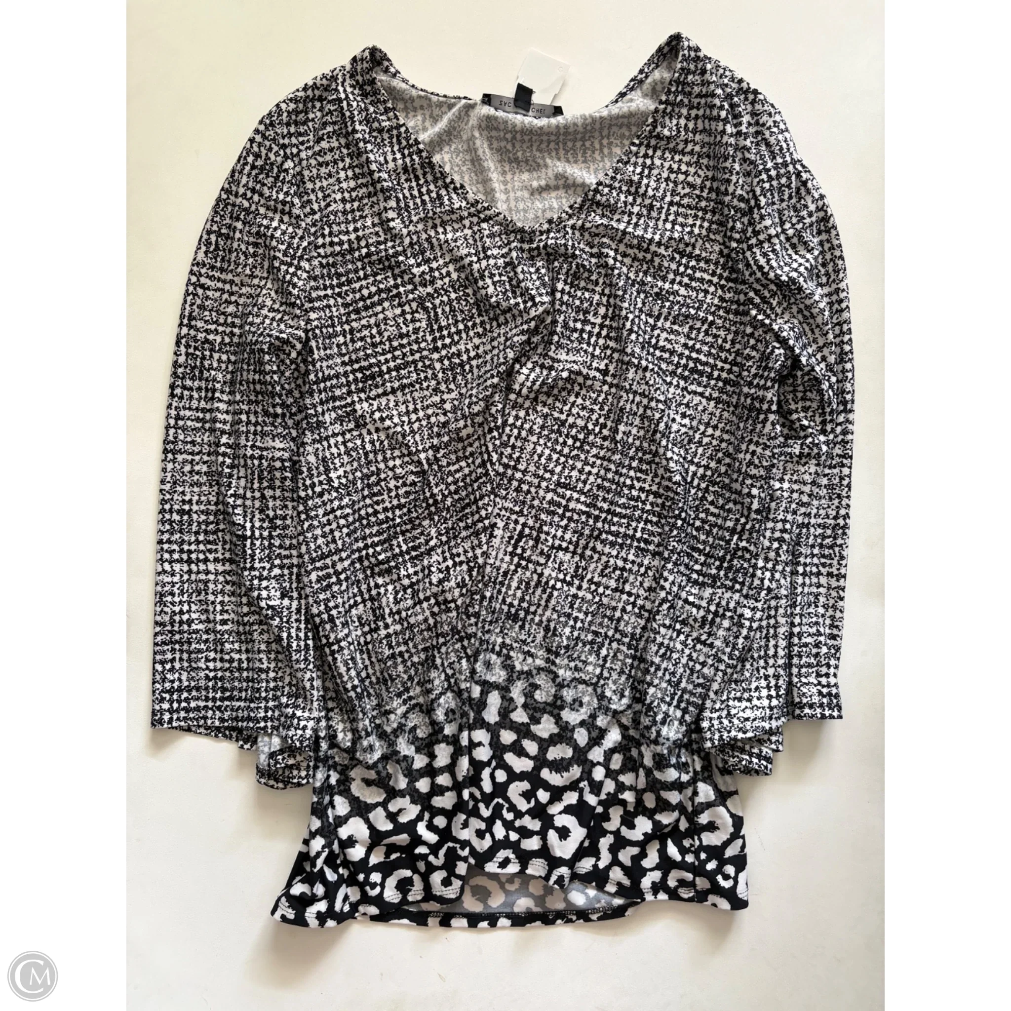 Top Long Sleeve By Zac And Rachel In Black & White, Size: L - Image 1