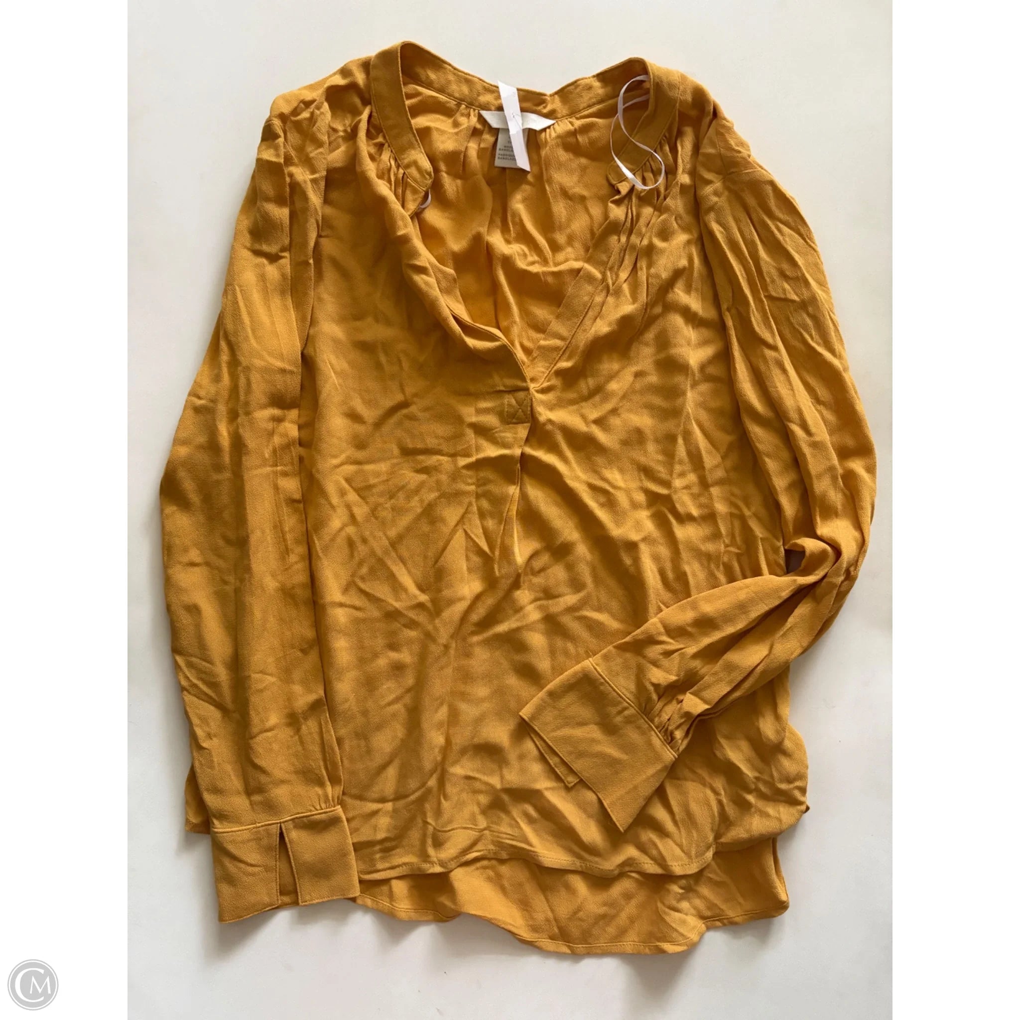 Blouse Long Sleeve By H&m In Yellow, Size: S - Image 1