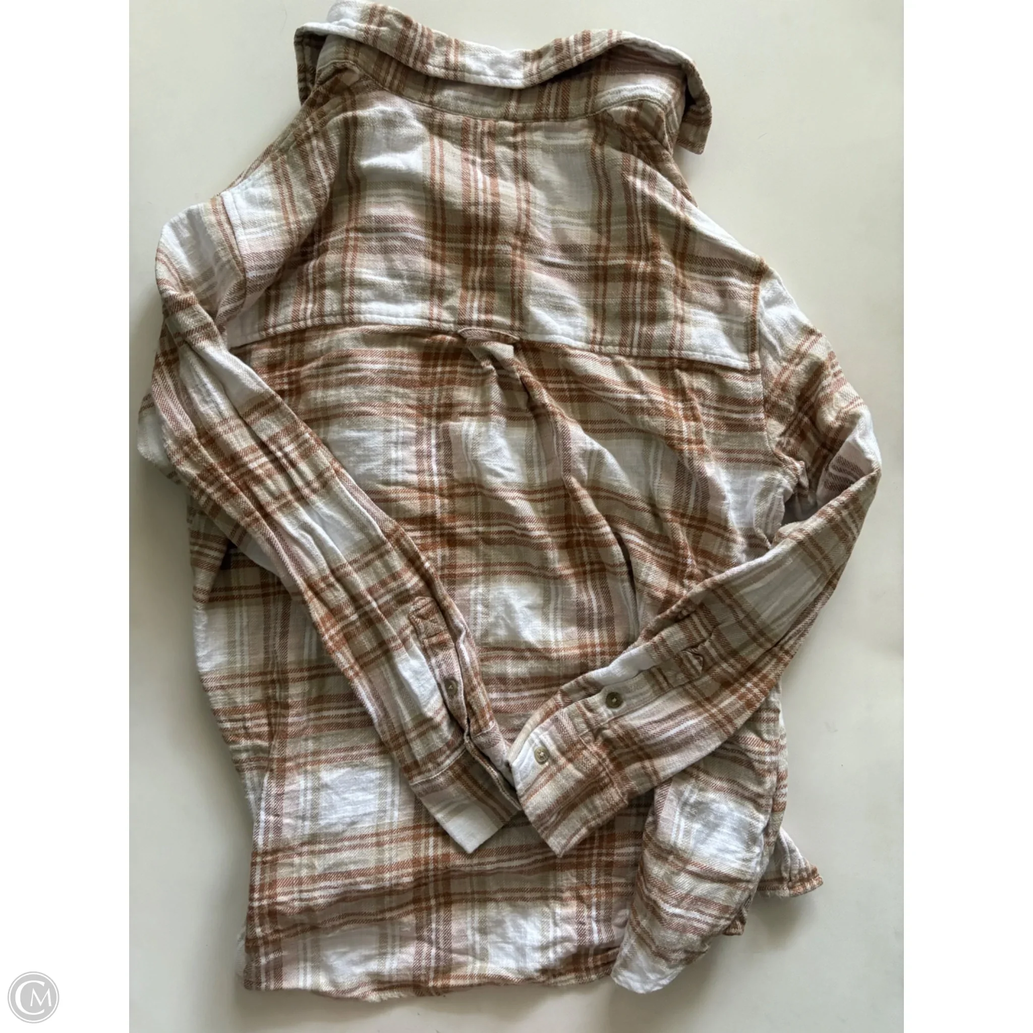 Top Long Sleeve By American Eagle In Plaid Pattern, Size: S - Image 2
