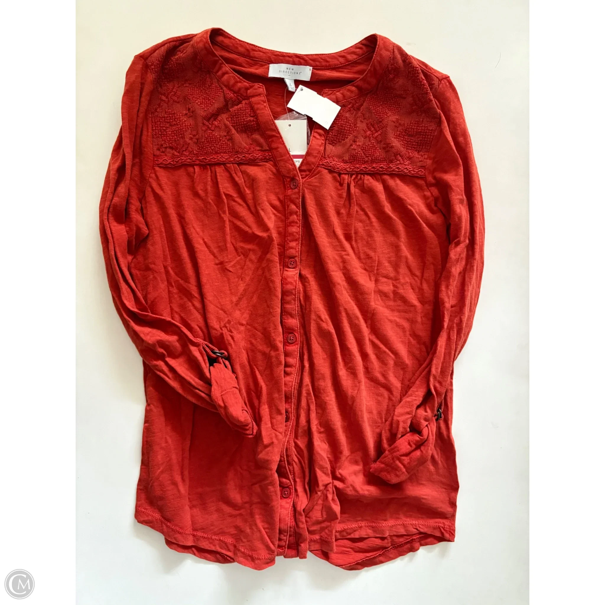 Top Long Sleeve By New Directions In Orange, Size: L - Image 1