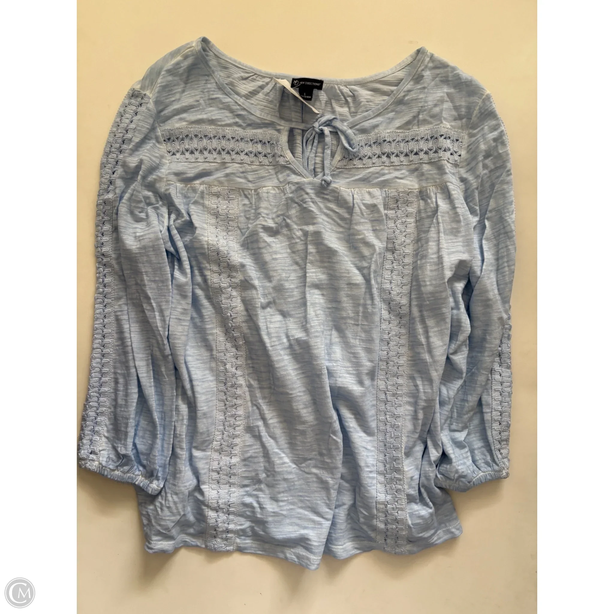 Top Long Sleeve By New Directions In Blue, Size: L - Image 1