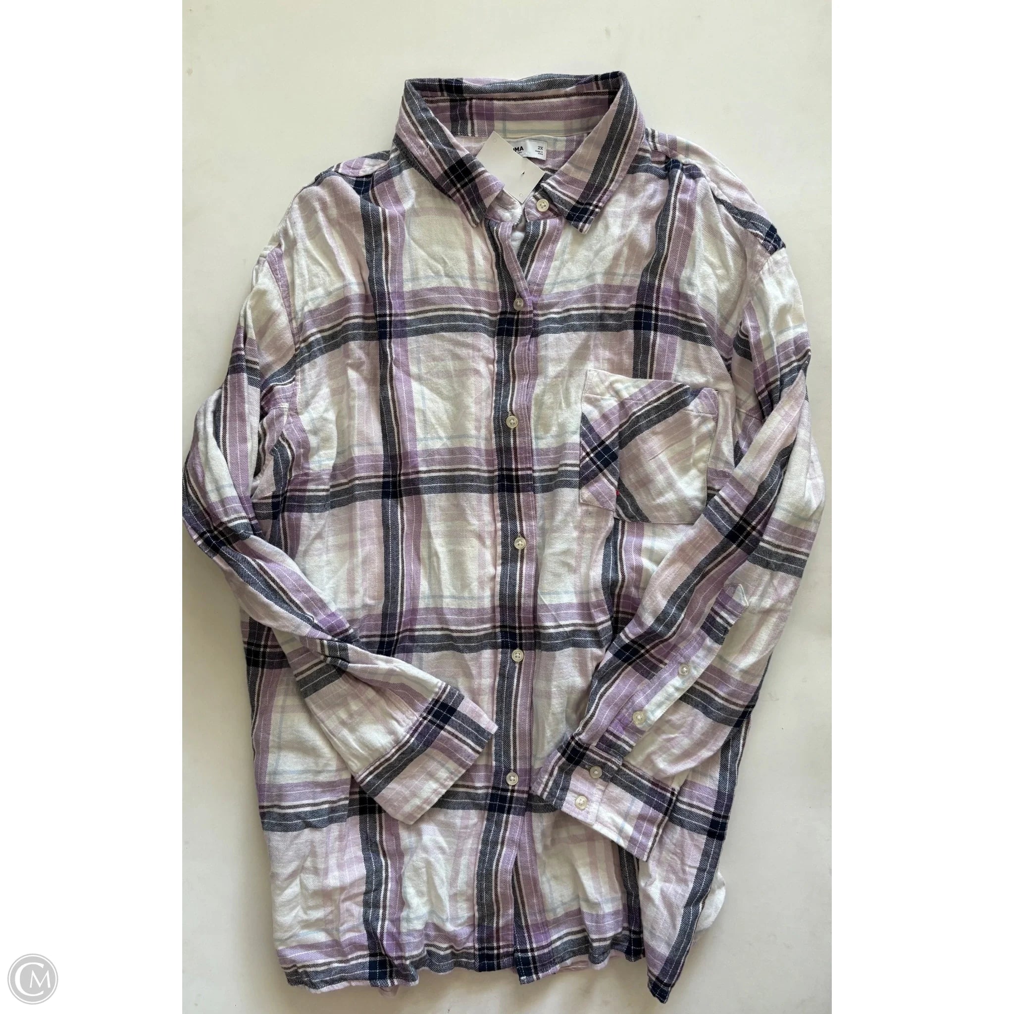 Top Long Sleeve By Sonoma In Plaid Pattern, Size: 2x - Image 1