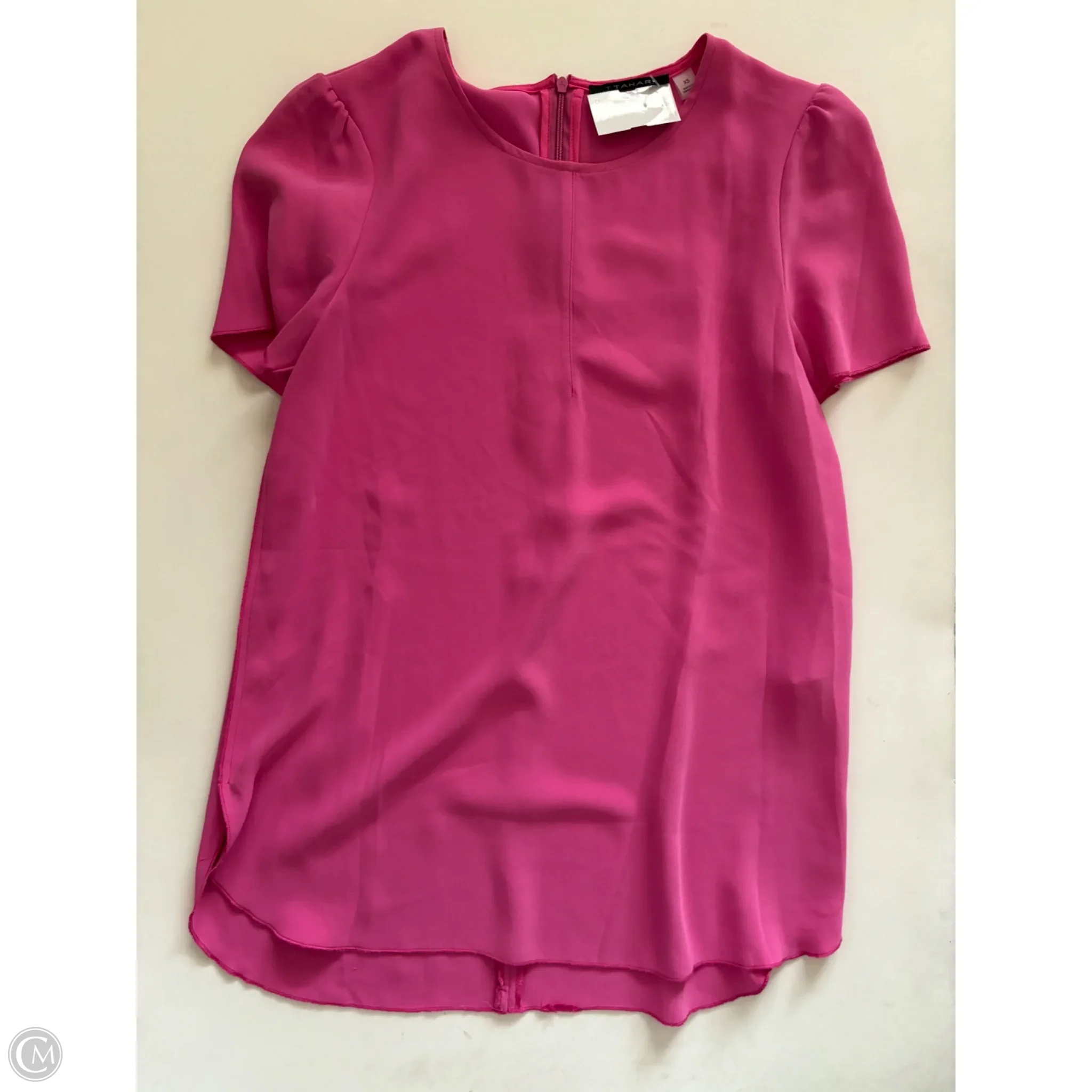 Blouse Short Sleeve By Tahari In Pink, Size: Xs - Image 1