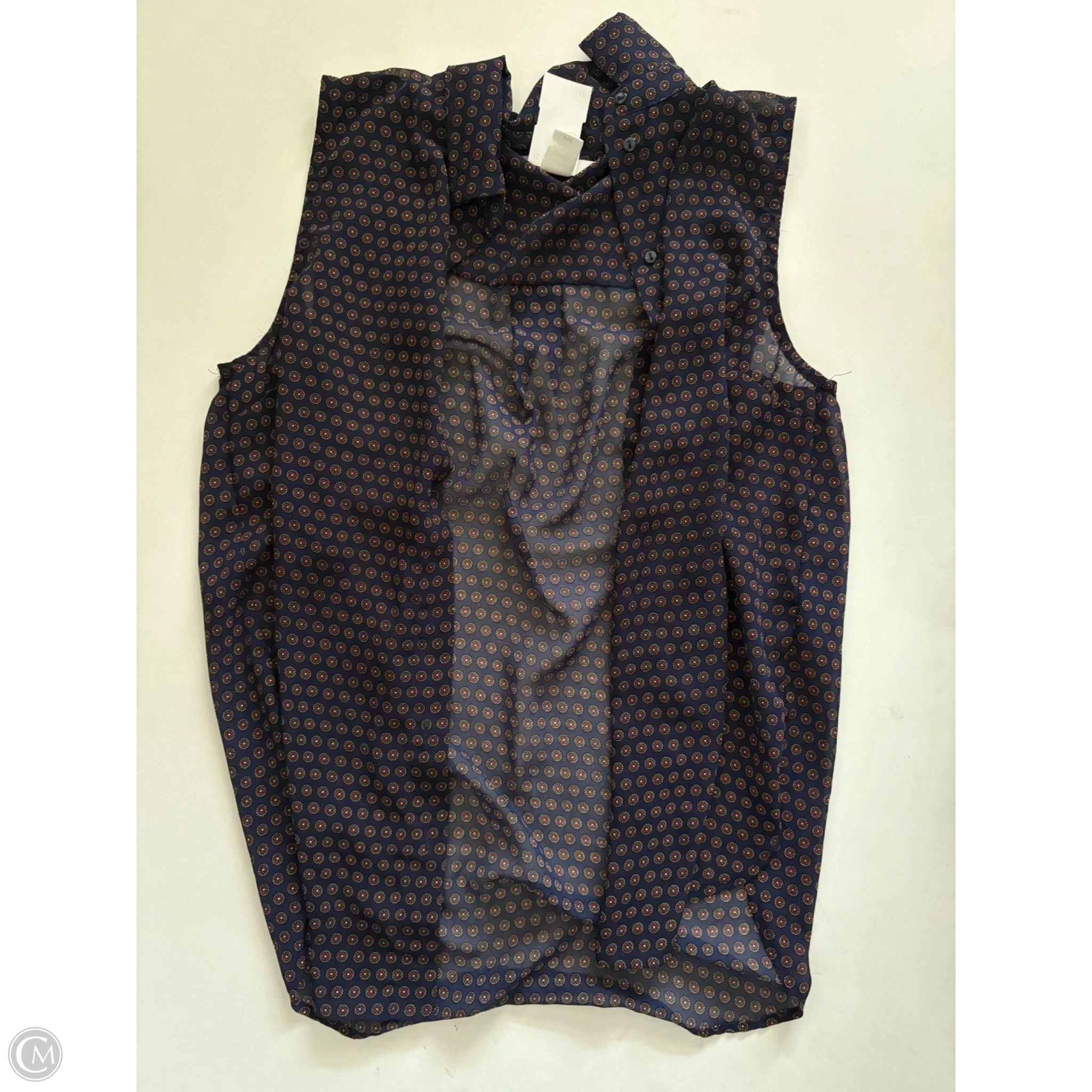 Blouse Sleeveless By H&m In Navy, Size: S - Image 1