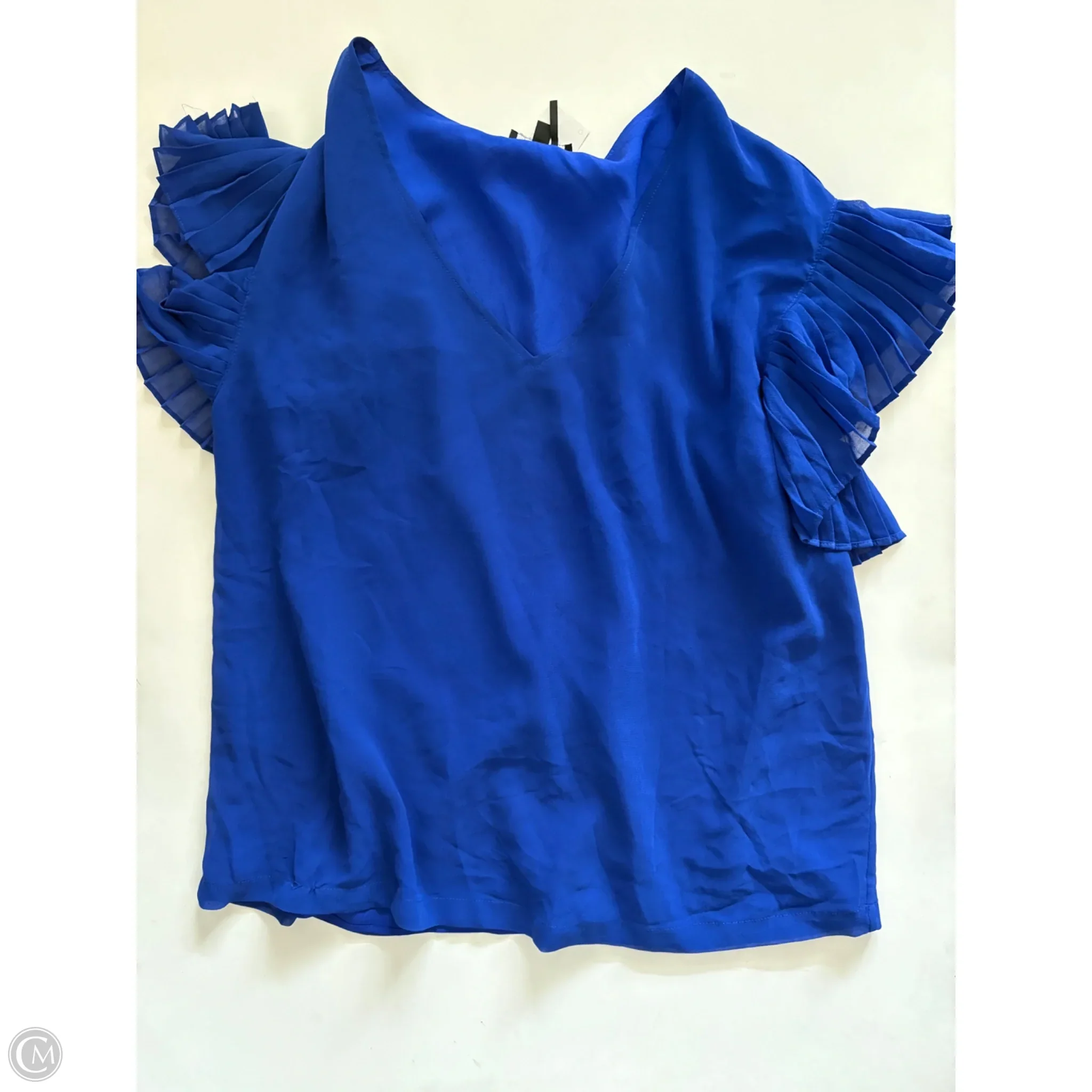 Blouse Short Sleeve By Dkny In Blue, Size: L - Image 1