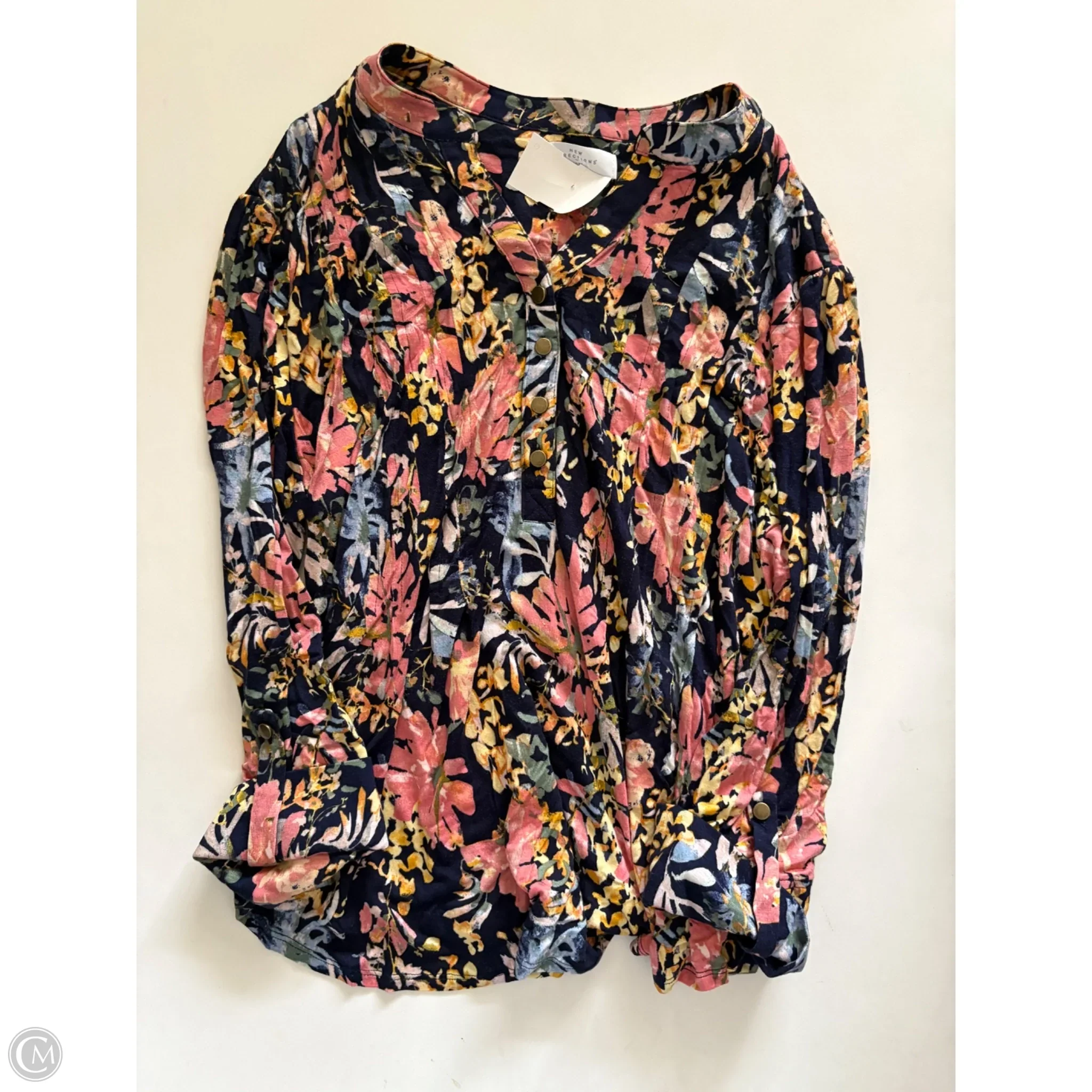 Top Long Sleeve By New Directions In Floral Print, Size: Xlp - Image 1