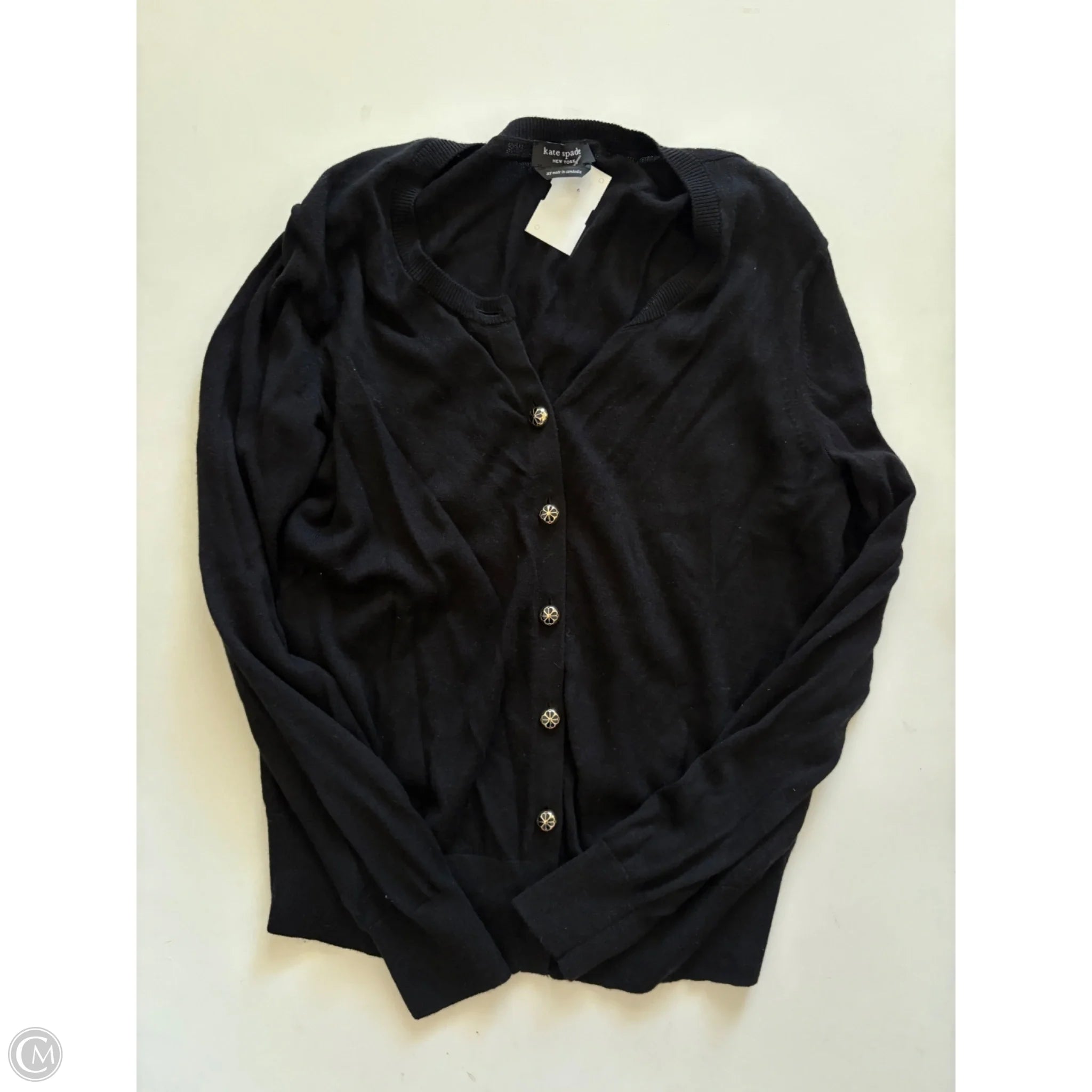 Sweater Cardigan Designer By Kate Spade In Black, Size: Xs - Image 1