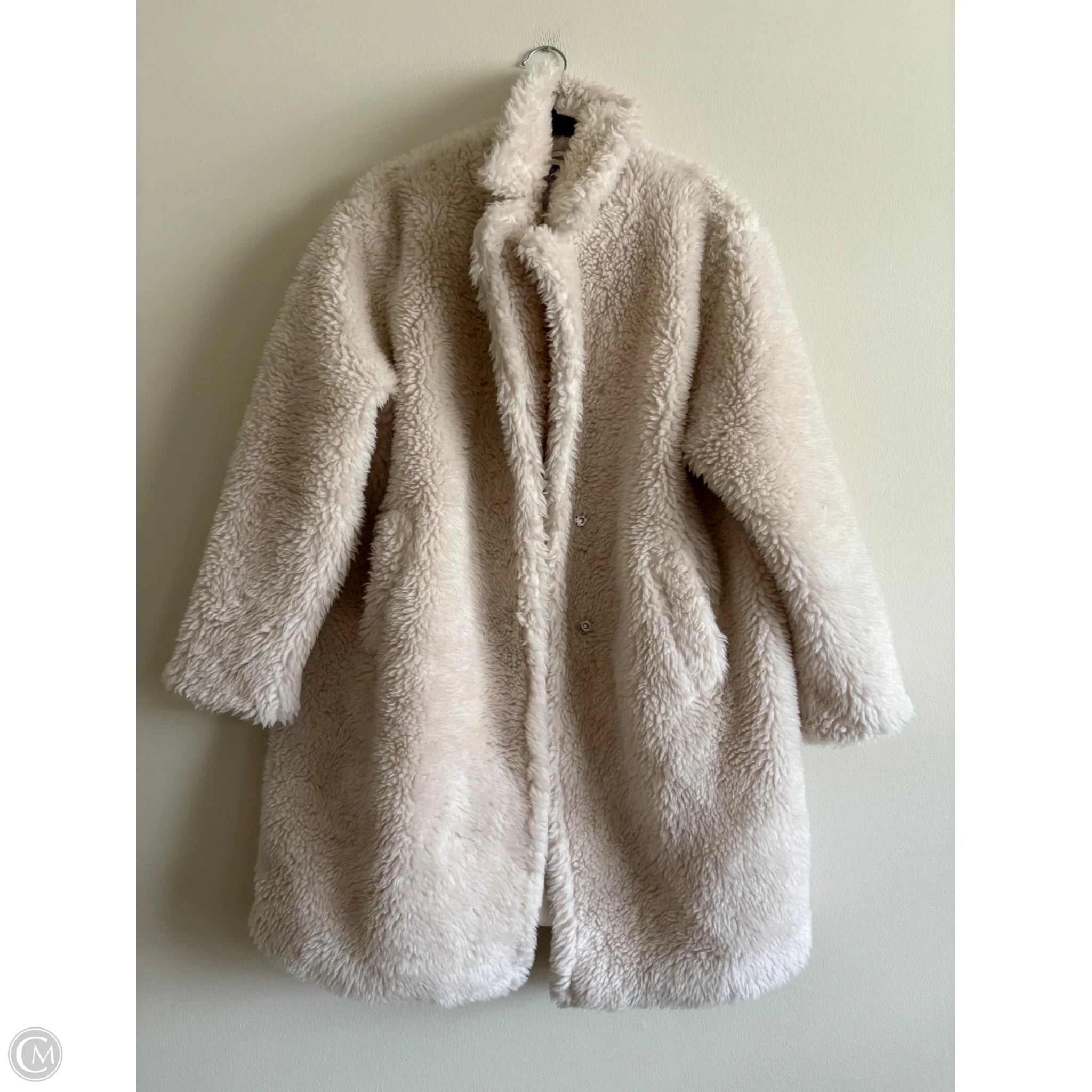 Coat Faux Fur & Sherpa By Clothes Mentor In Cream, Size: L - Image 1