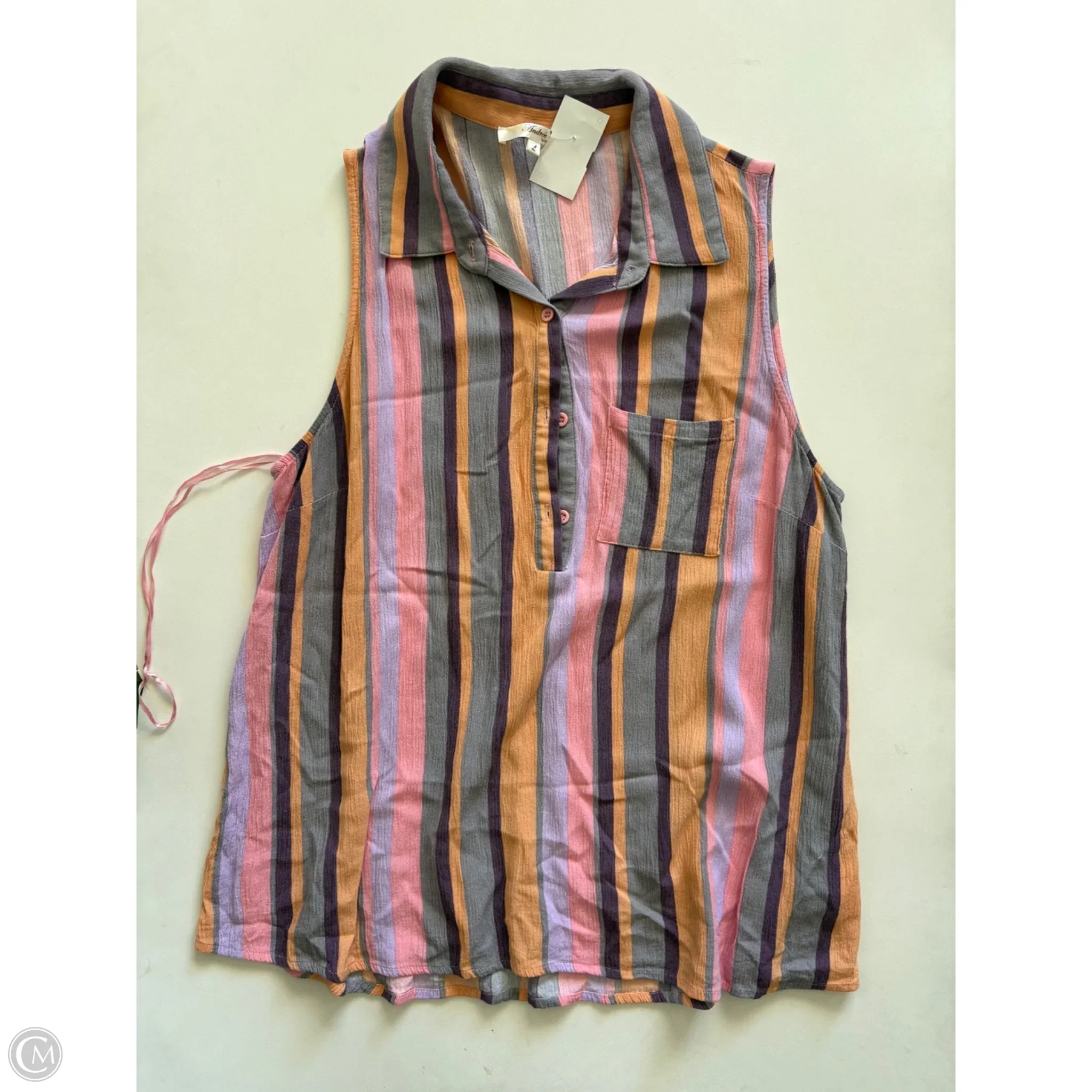 Top Sleeveless By Andree By Unit In Striped Pattern, Size: L - Image 1