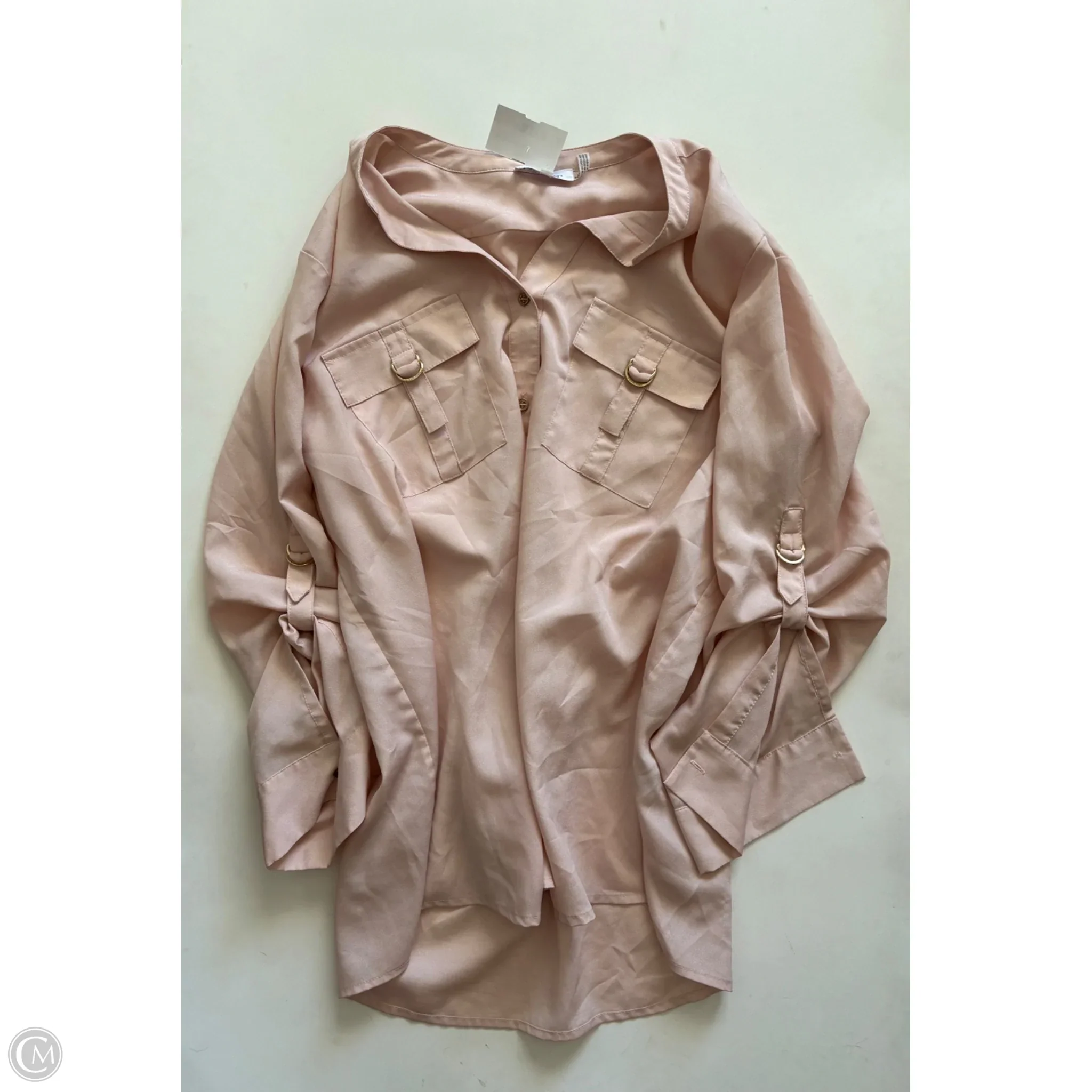 Blouse Long Sleeve By Calvin Klein In Beige, Size: Xl - Image 1