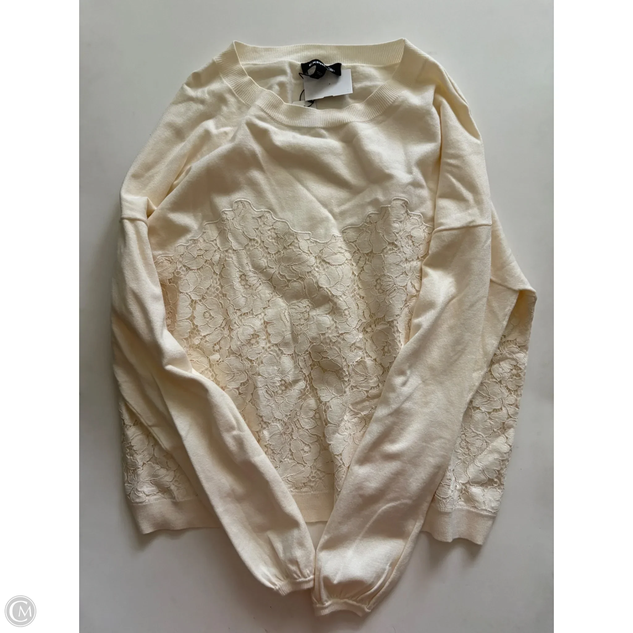 Sweater By Express In Cream, Size: L - Image 1