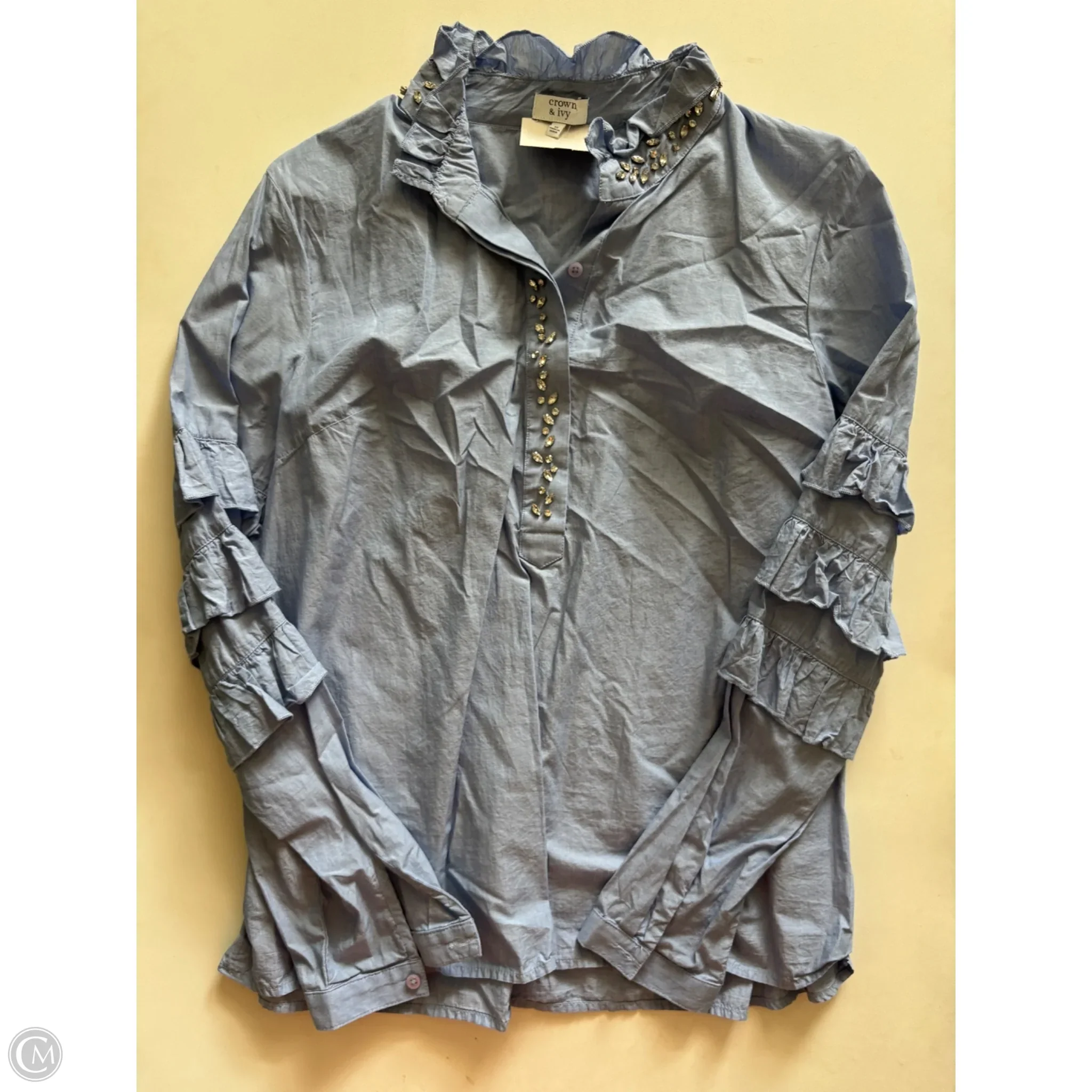 Top Long Sleeve By Crown And Ivy In Blue, Size: M - Image 1