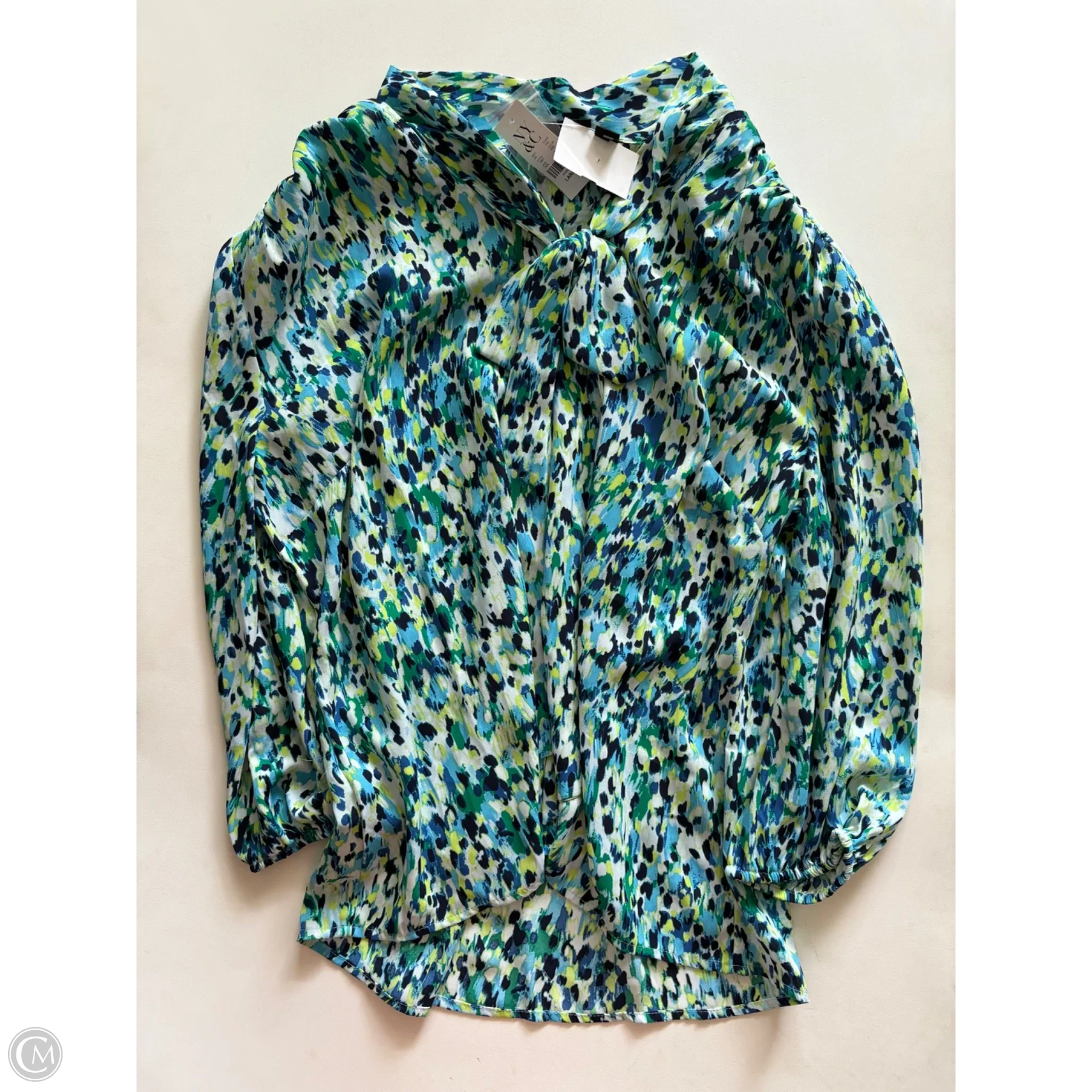 Blouse Long Sleeve By New York And Co In Multi-colored, Size: L - Image 1