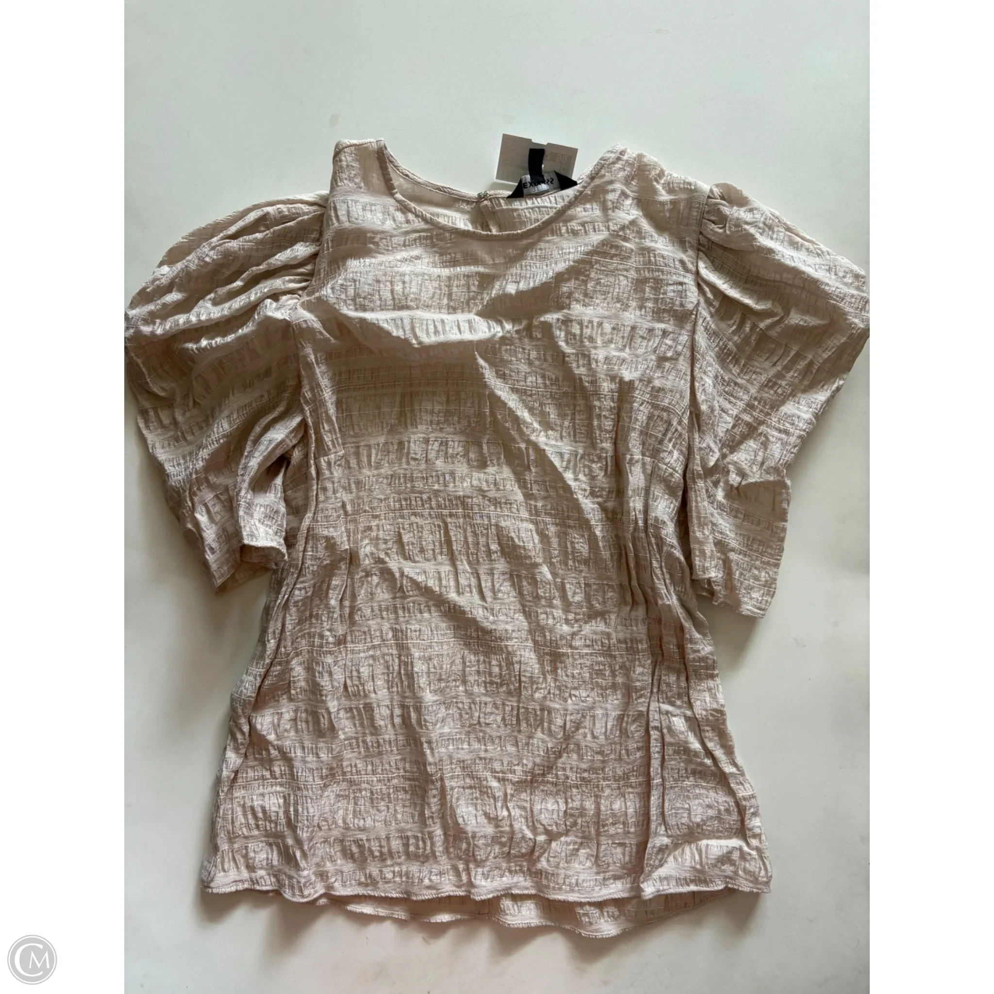 Blouse Short Sleeve By Express In Cream, Size: L - Image 1