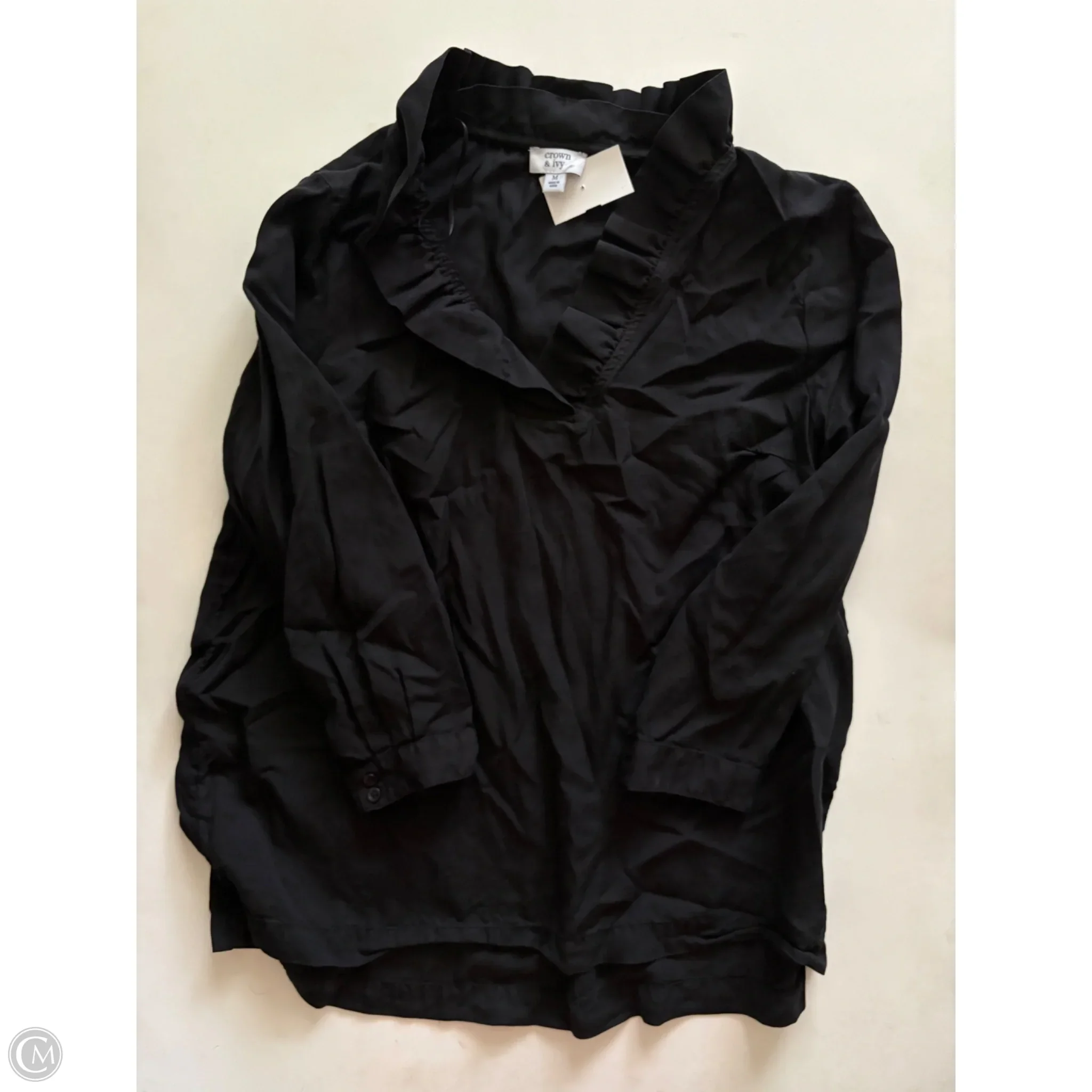 Top Long Sleeve By Crown And Ivy In Black, Size: M - Image 1