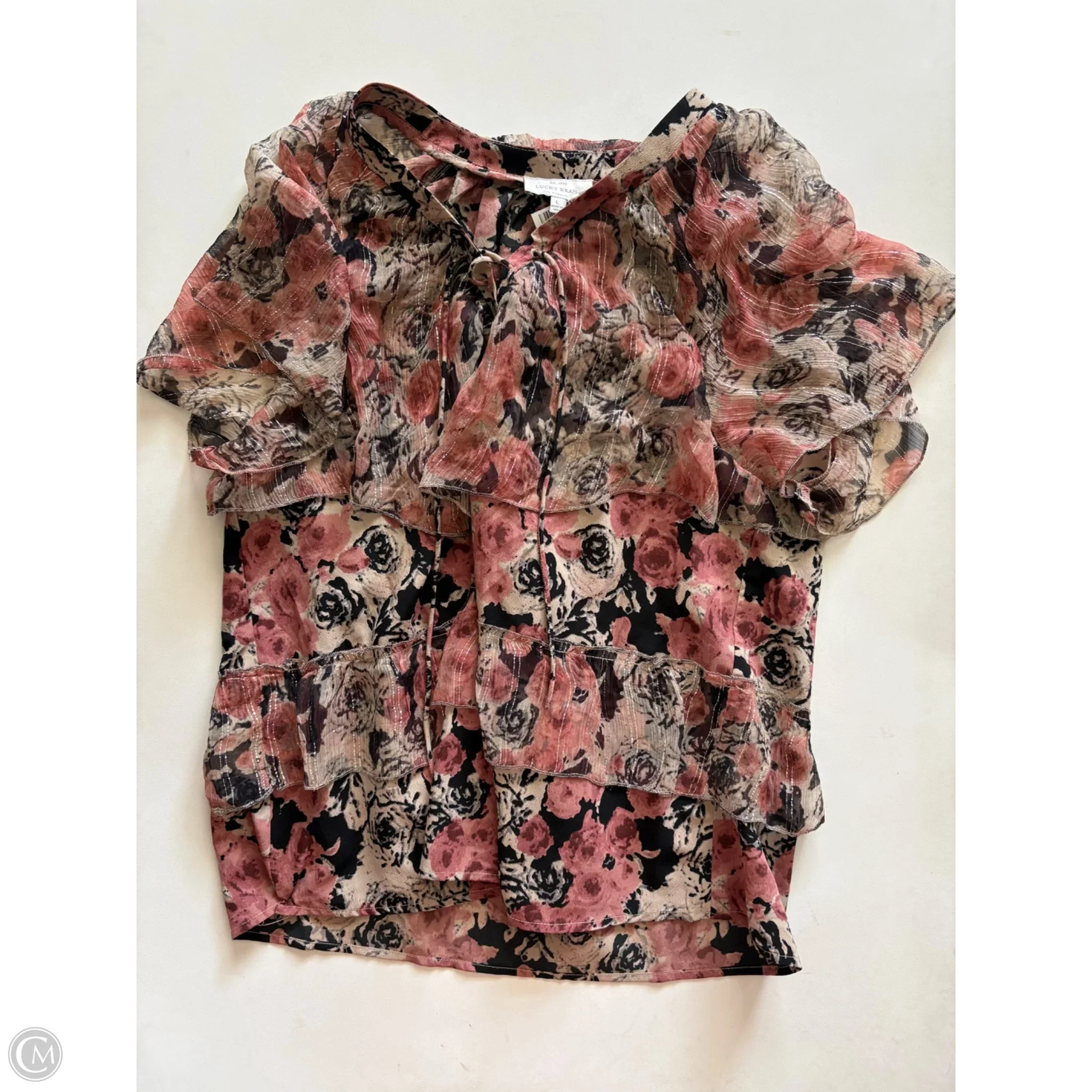 Blouse Long Sleeve By Lucky Brand In Multi-colored, Size: L