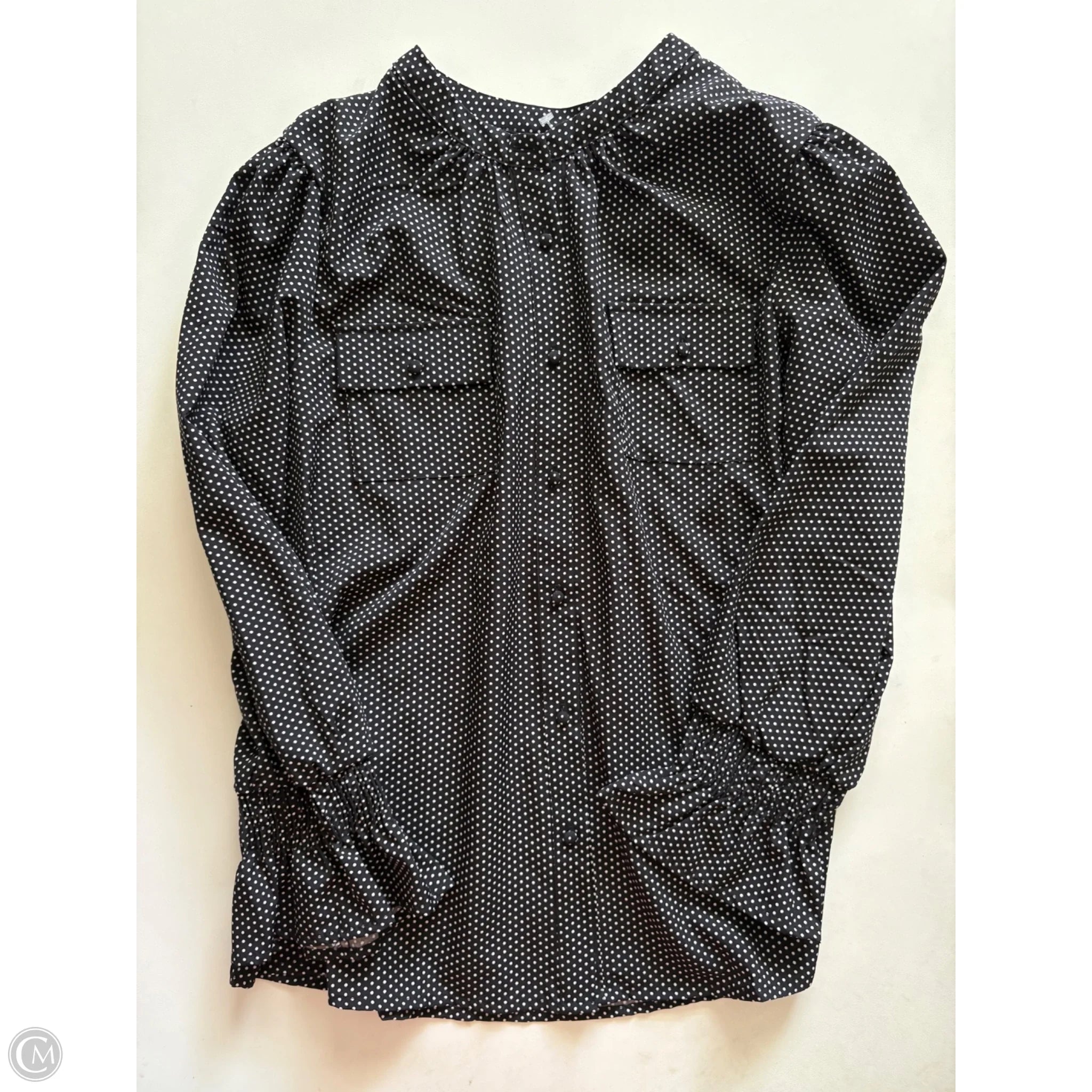Blouse Long Sleeve By Ny Collection In Polkadot Pattern, Size: L - Image 1