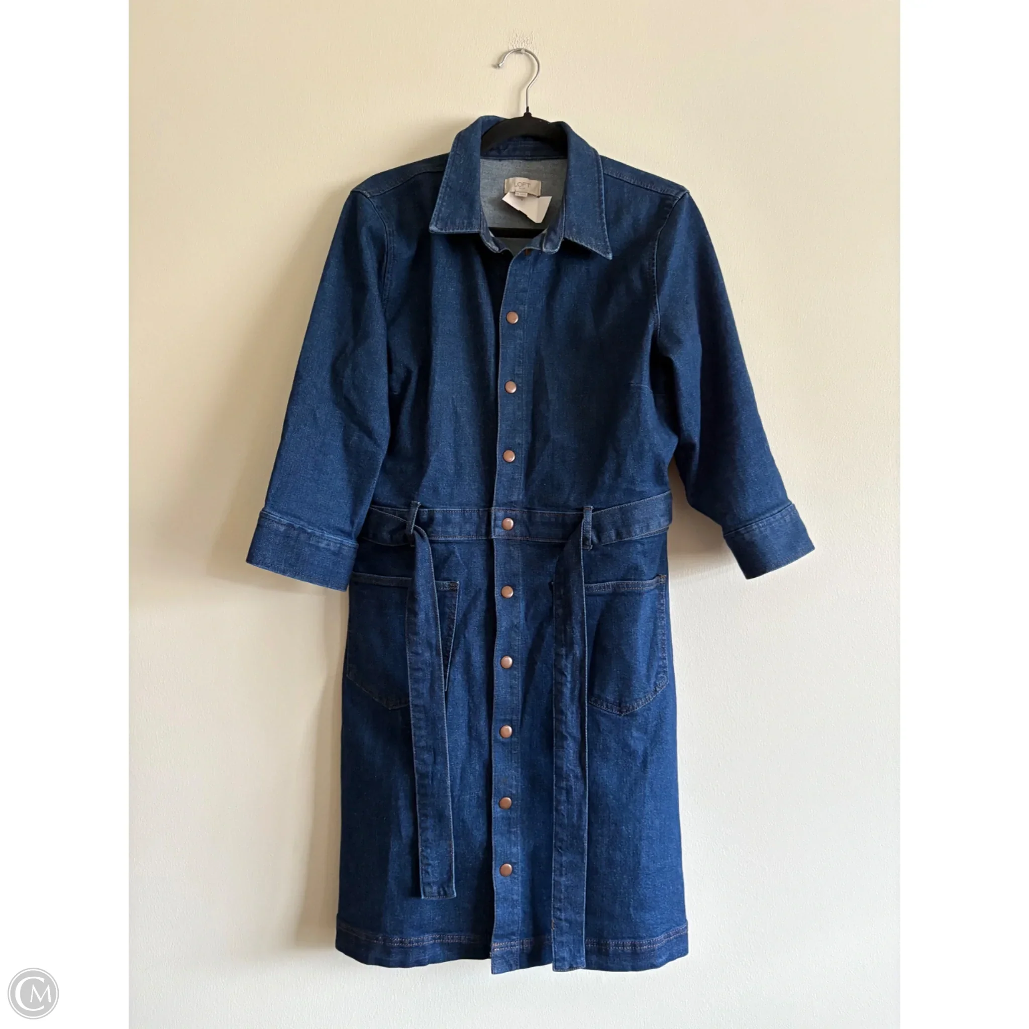 Dress Casual Midi By Loft In Blue, Size: 14 - Image 1