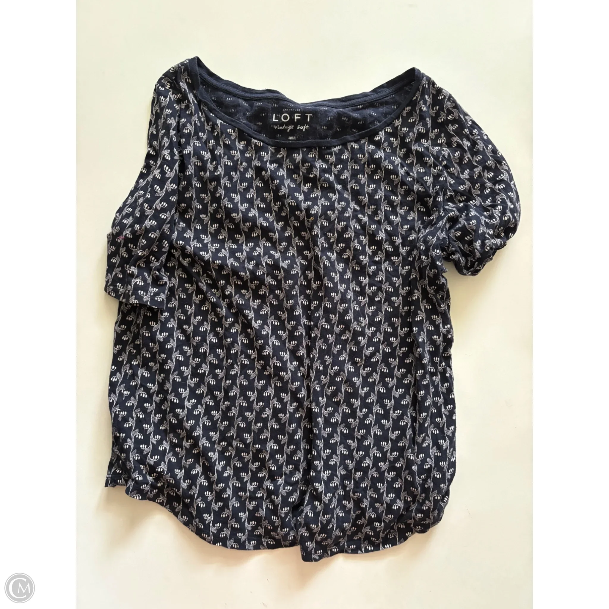 Top Short Sleeve By Loft In Navy, Size: M - Image 1