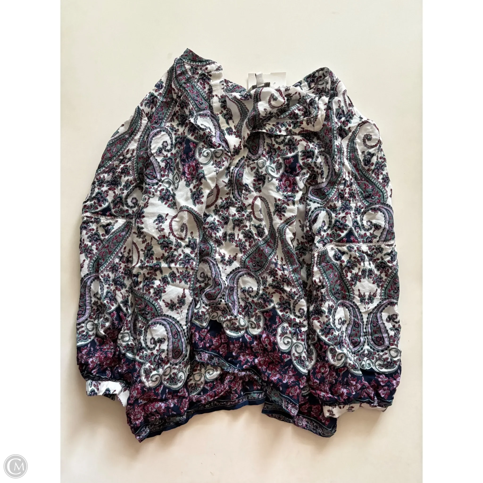 Blouse Long Sleeve By Lucky Brand In Paisley Print, Size: L - Image 1