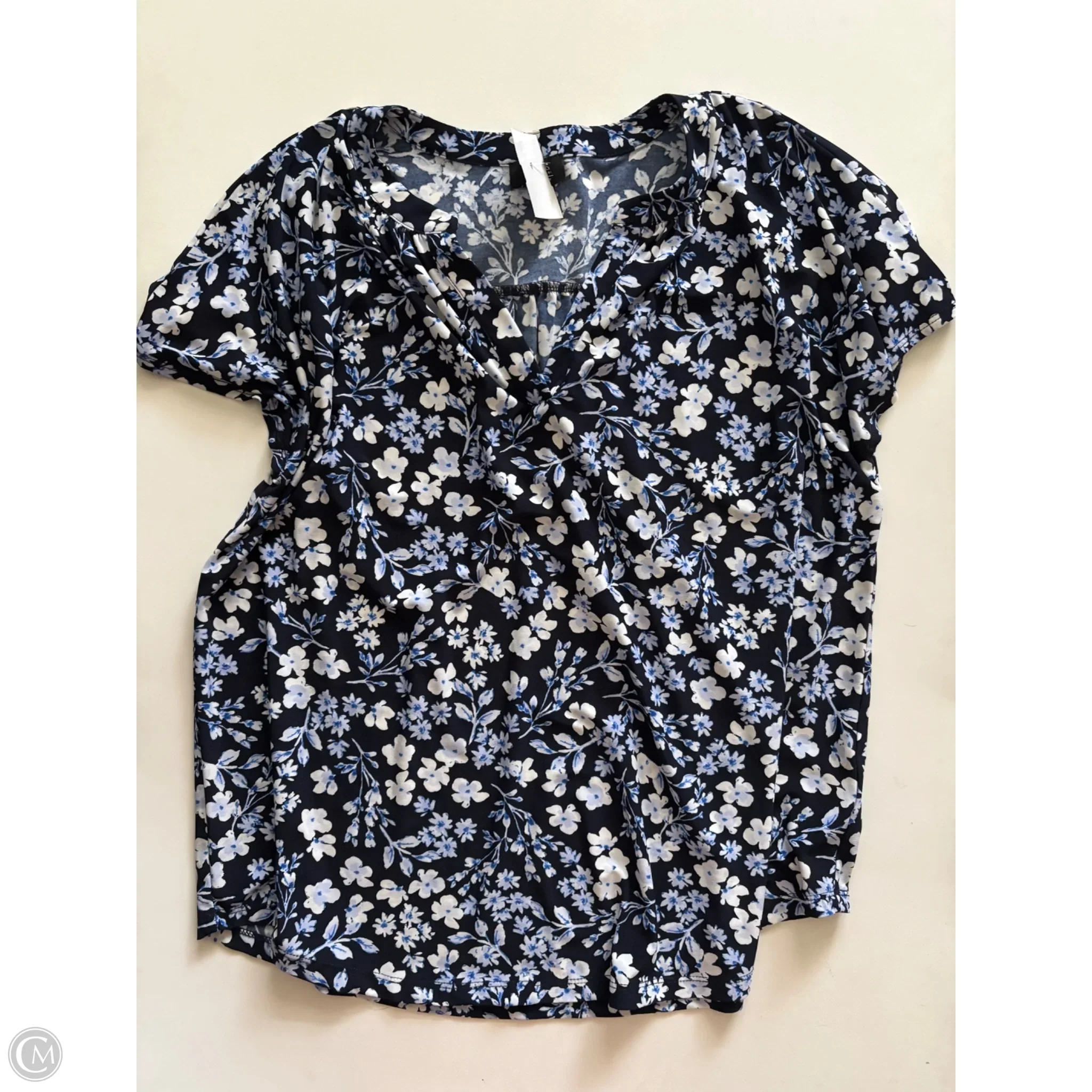 Blouse Short Sleeve By Jones New York In Blue, Size: L - Image 1