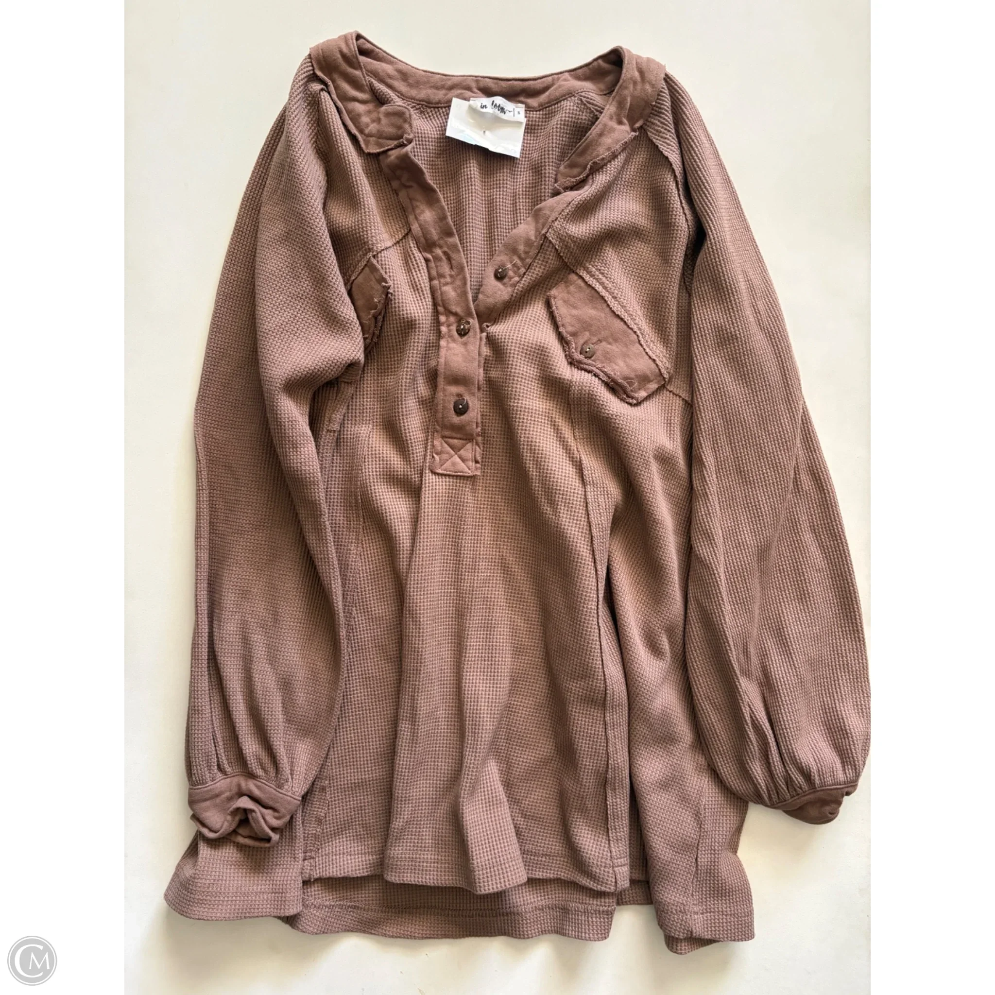 Top Long Sleeve By In Loom In Brown, Size: S - Image 1
