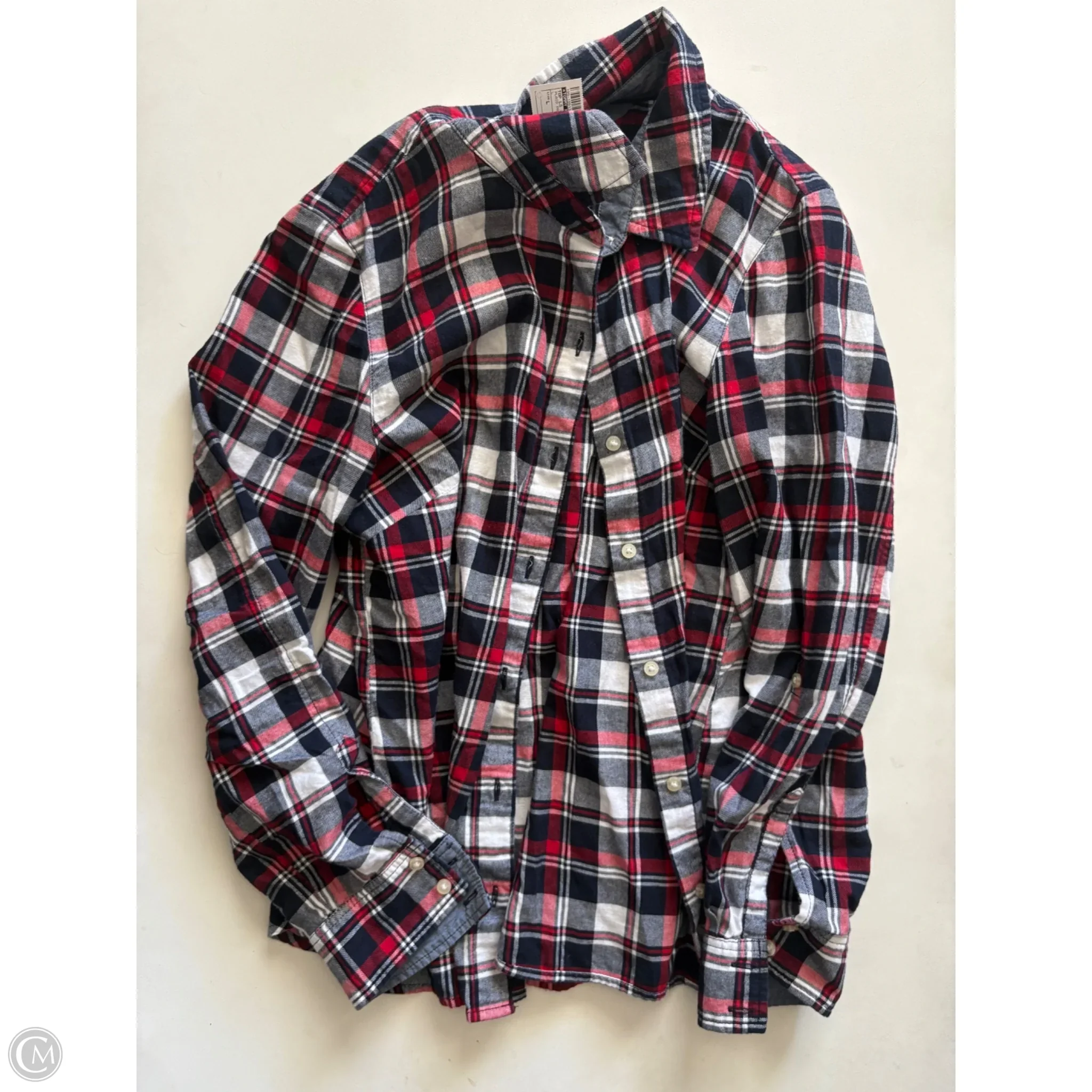 Top Long Sleeve By Tommy Hilfiger In Plaid Pattern, Size: L - Image 1