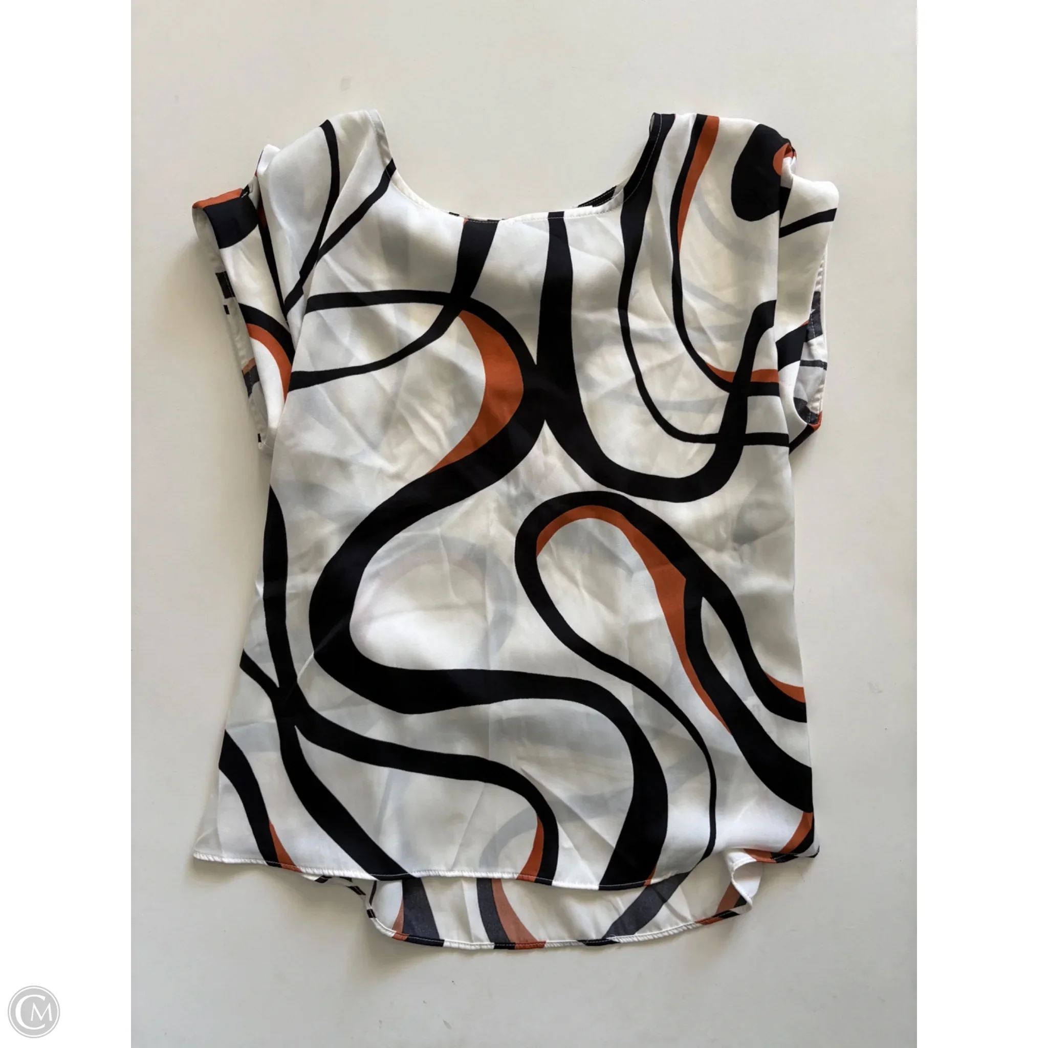 Blouse Short Sleeve By Nine West Apparel In Black & Brown, Size: Xs - Image 1