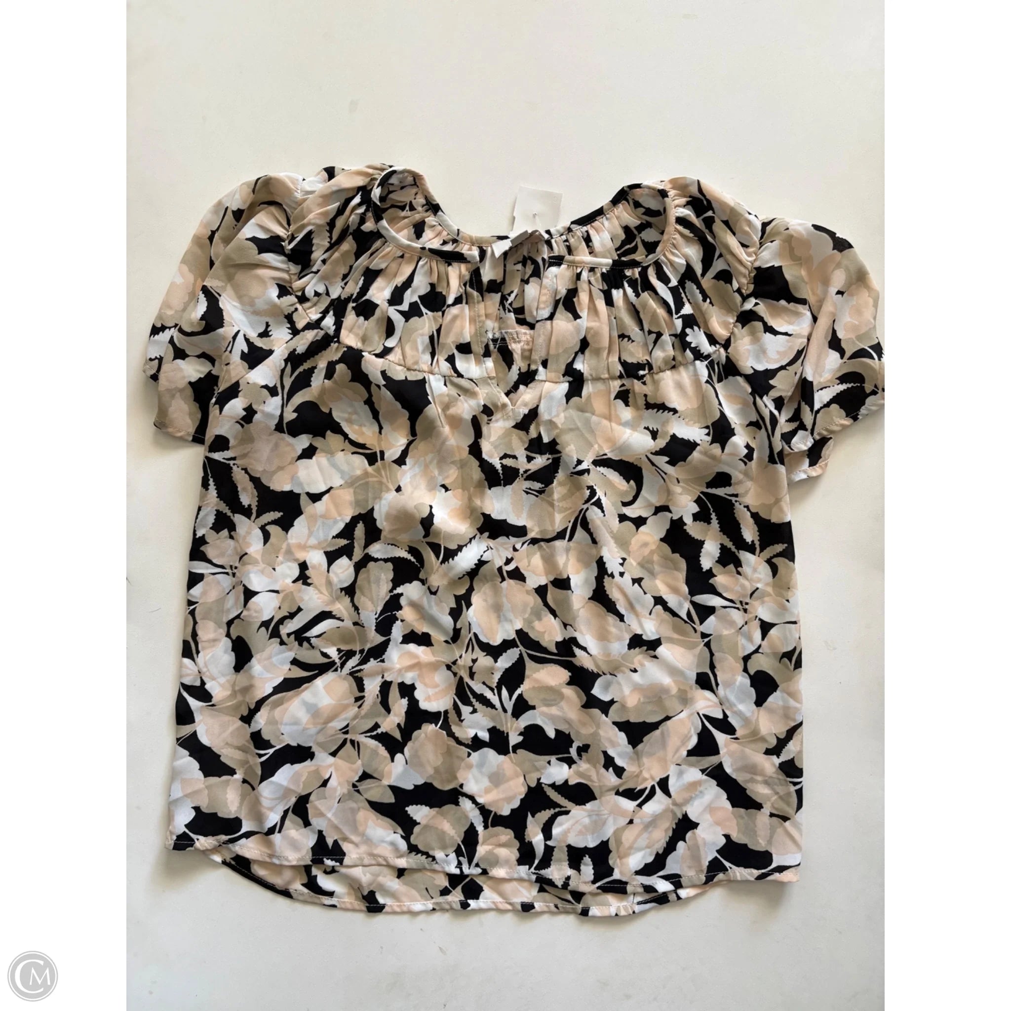 Blouse Short Sleeve By Loft In Black & Brown, Size: Xs - Image 1