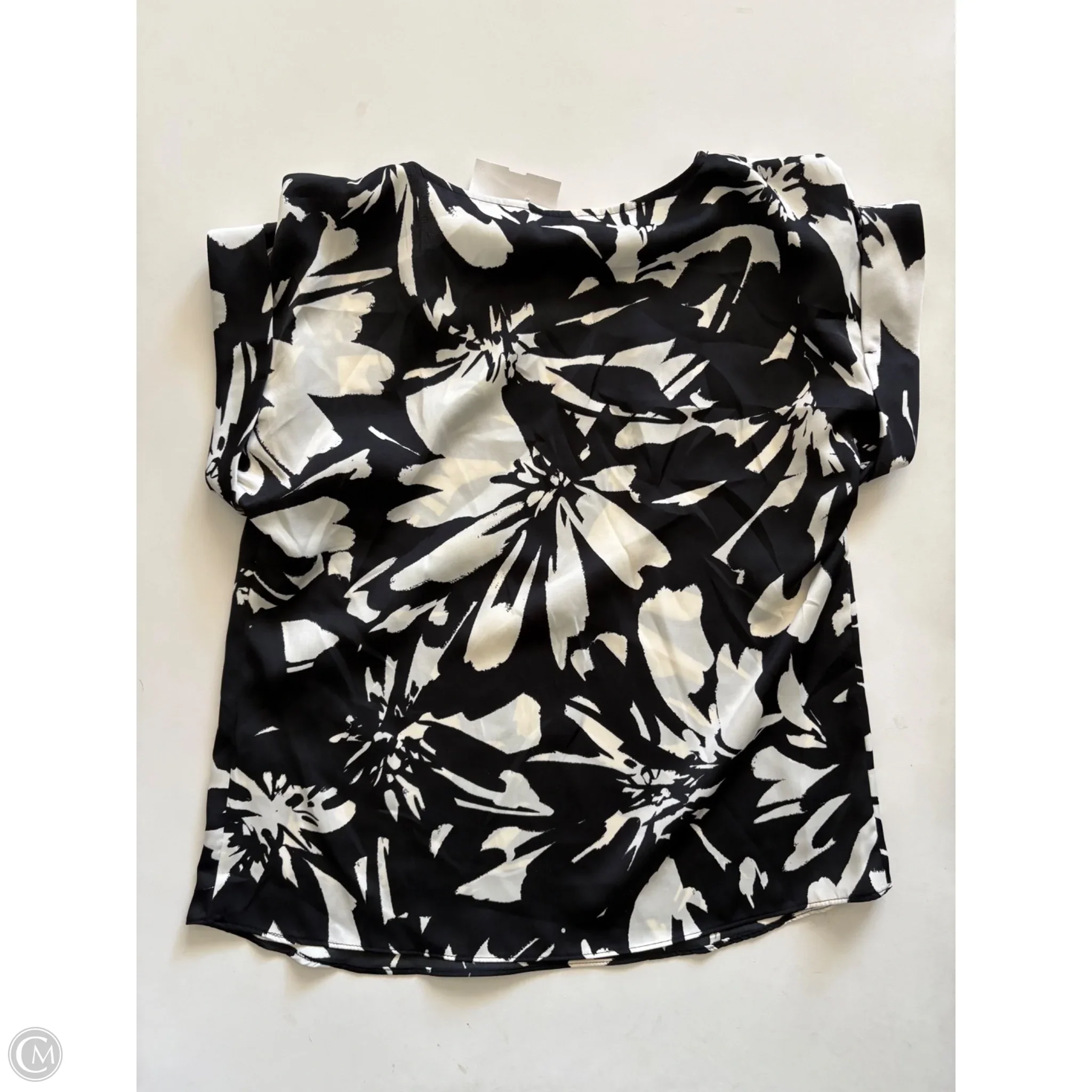 Blouse Short Sleeve By Nine West Apparel In Black & Cream, Size: Xs - Image 2