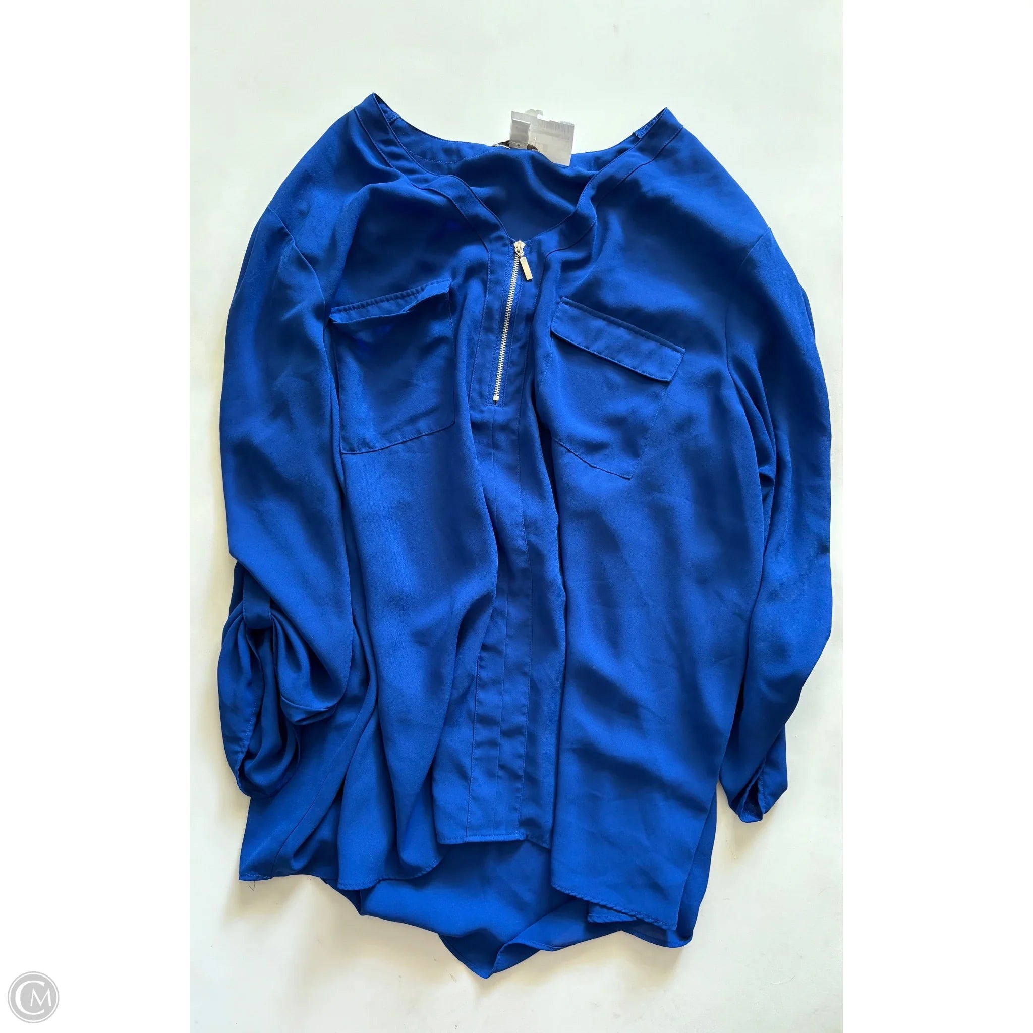Blouse Long Sleeve By Cato In Blue, Size: 22 - Image 1
