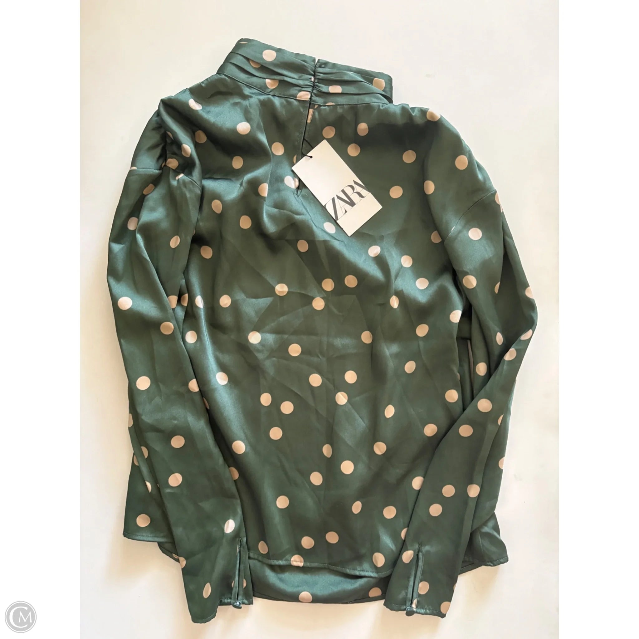 Blouse Long Sleeve By Zara In Polkadot Pattern, Size: M - Image 2