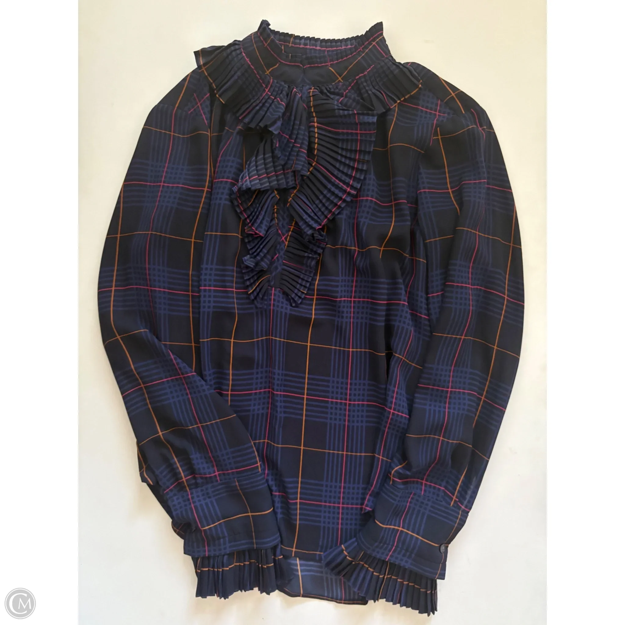 Blouse Long Sleeve By Ann Taylor In Plaid Pattern, Size: S - Image 1