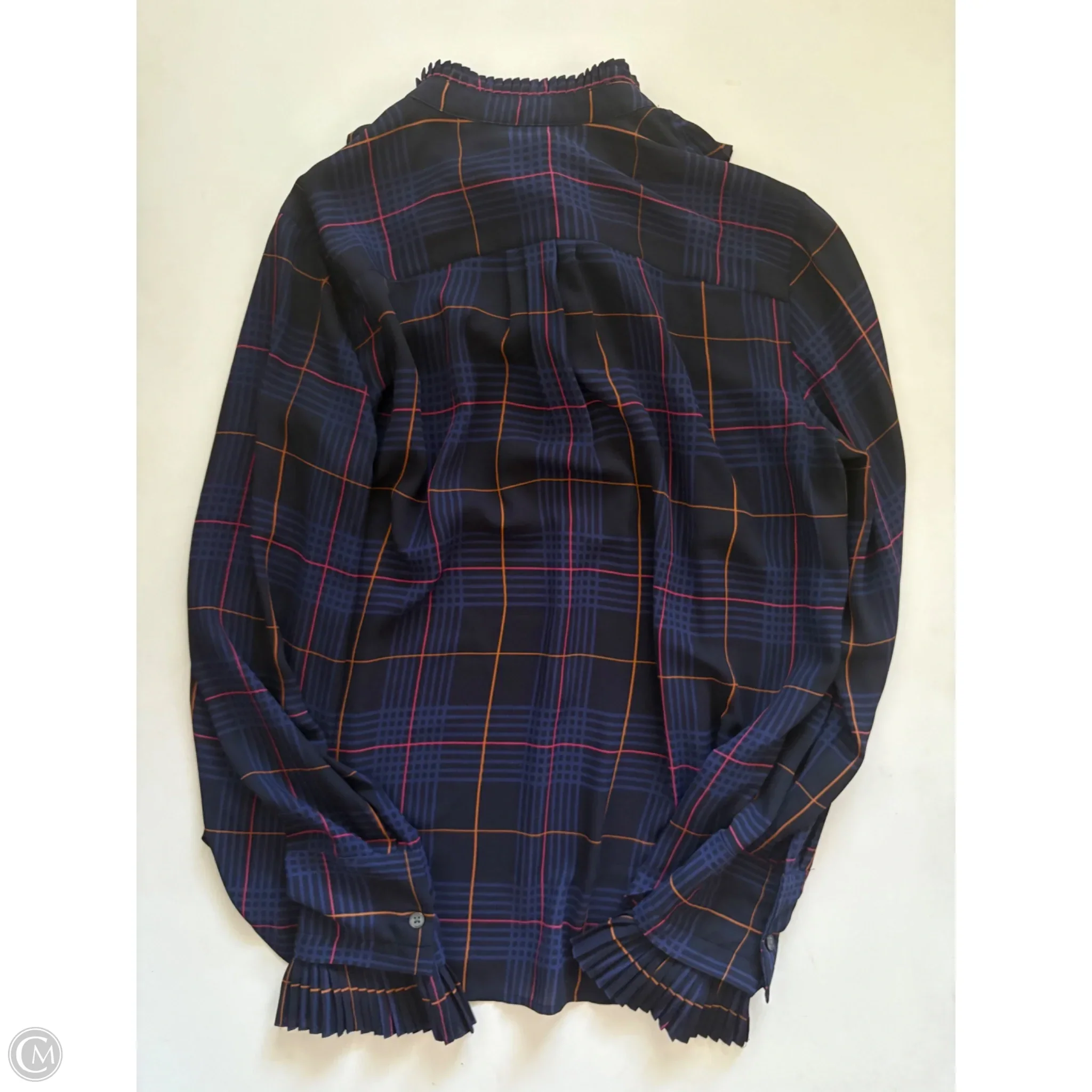 Blouse Long Sleeve By Ann Taylor In Plaid Pattern, Size: S - Image 2