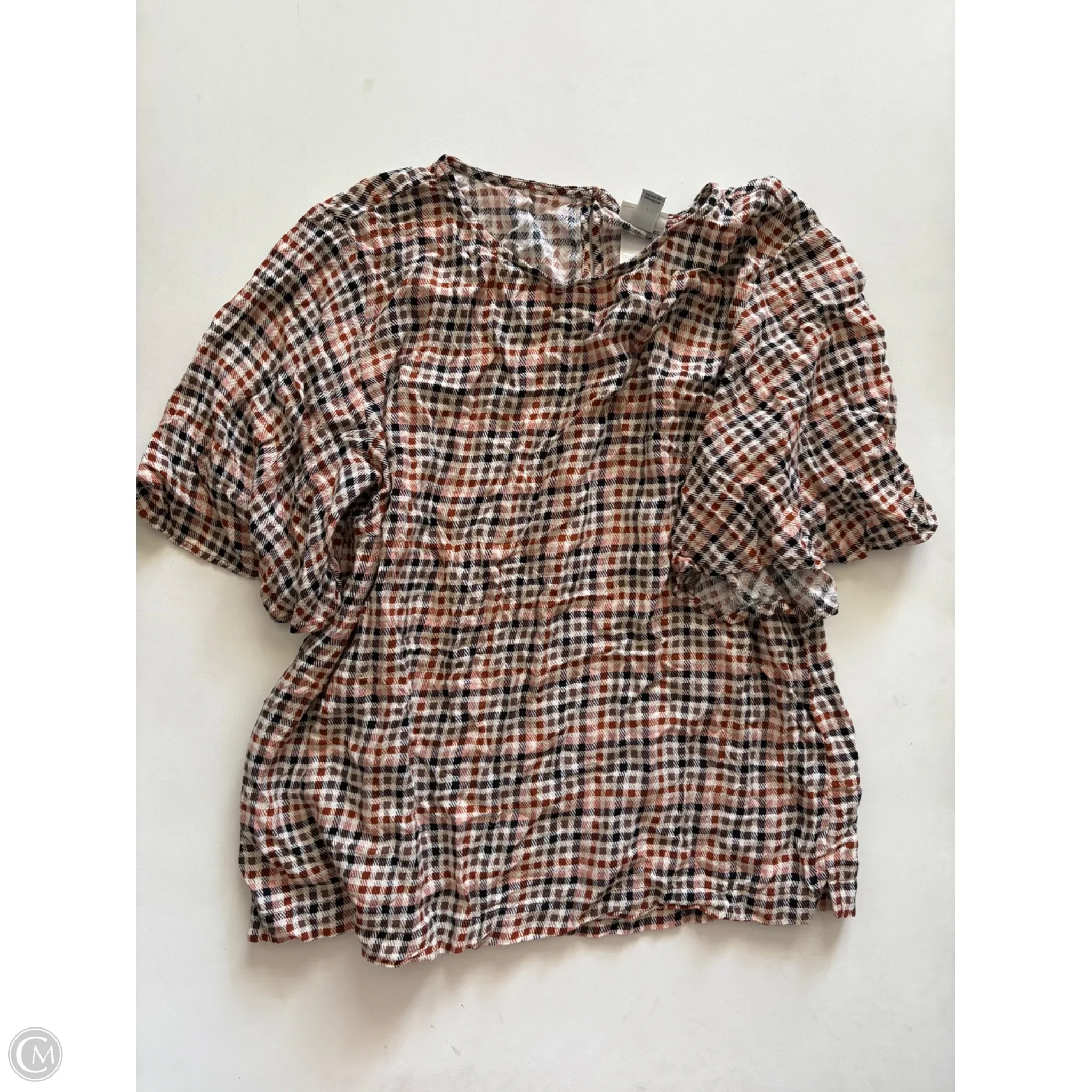 Top Short Sleeve By A New Day In Plaid Pattern, Size: M - Image 1