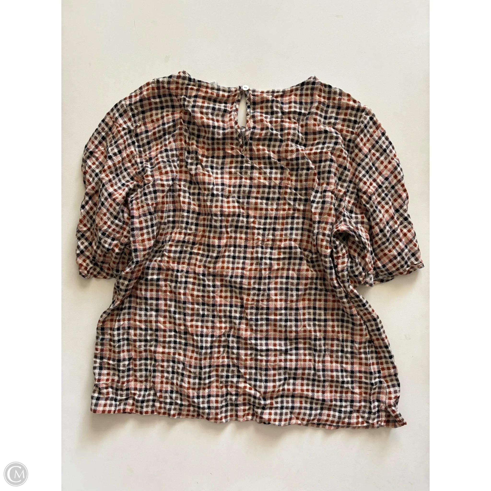 Top Short Sleeve By A New Day In Plaid Pattern, Size: M - Image 2