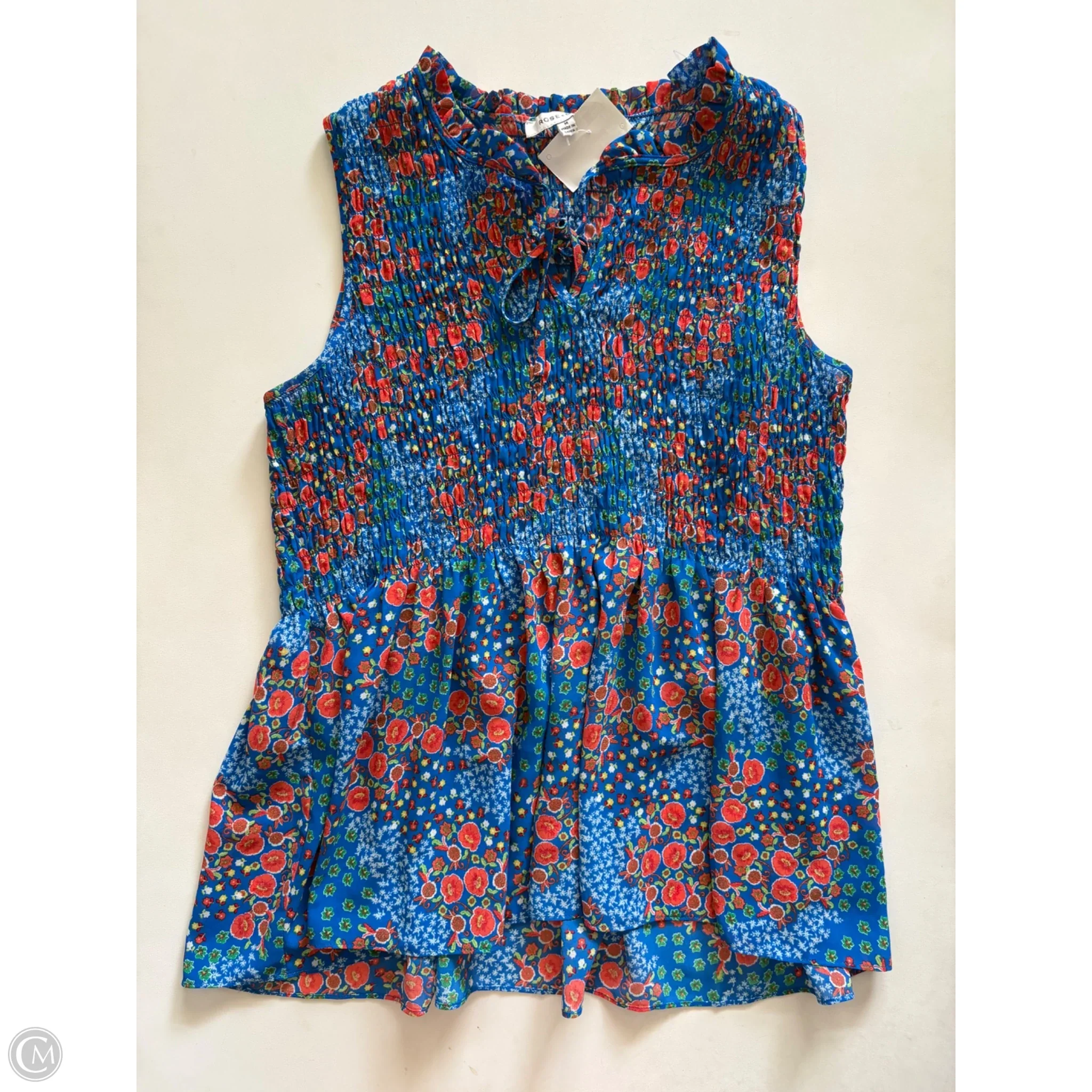 Blouse Sleeveless By Rose And Olive In Blue, Size: M - Image 1