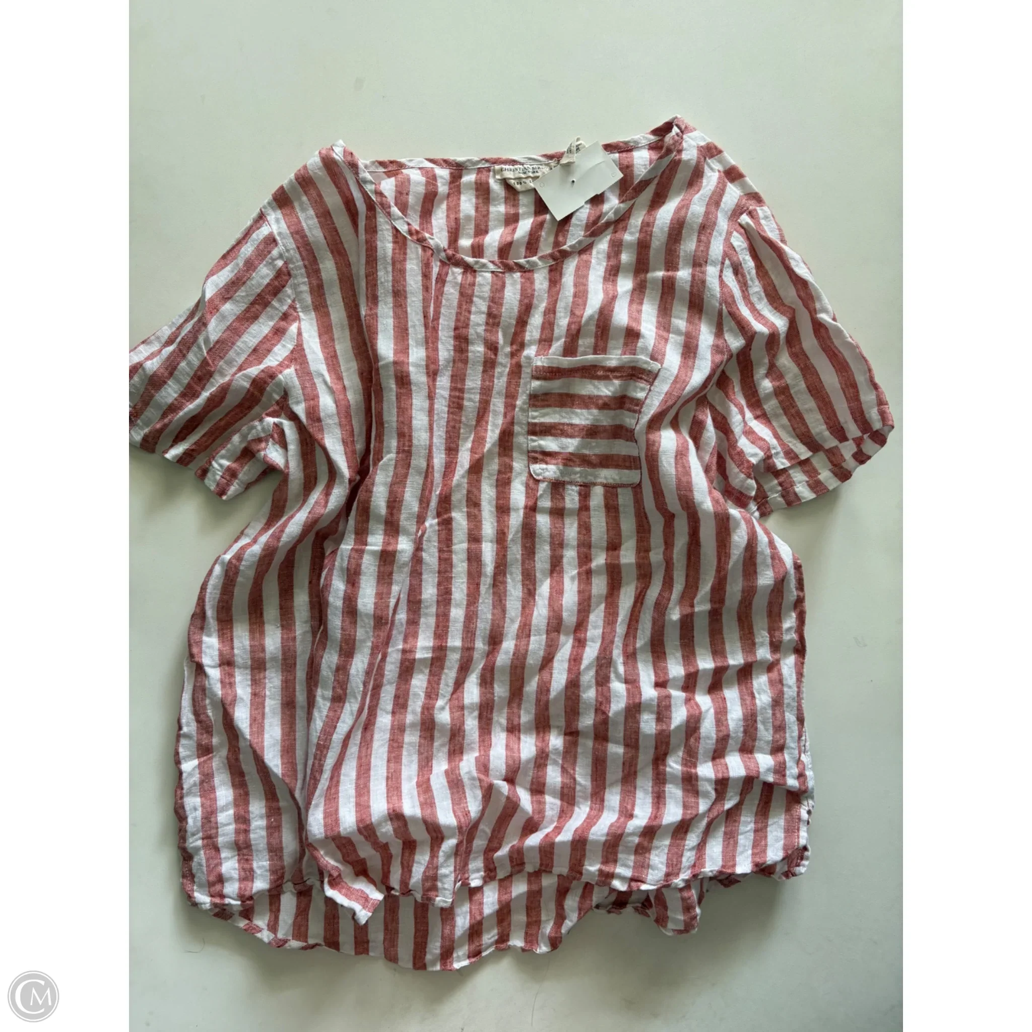 Top Short Sleeve By Christian Siriano In Striped Pattern, Size: M - Image 1